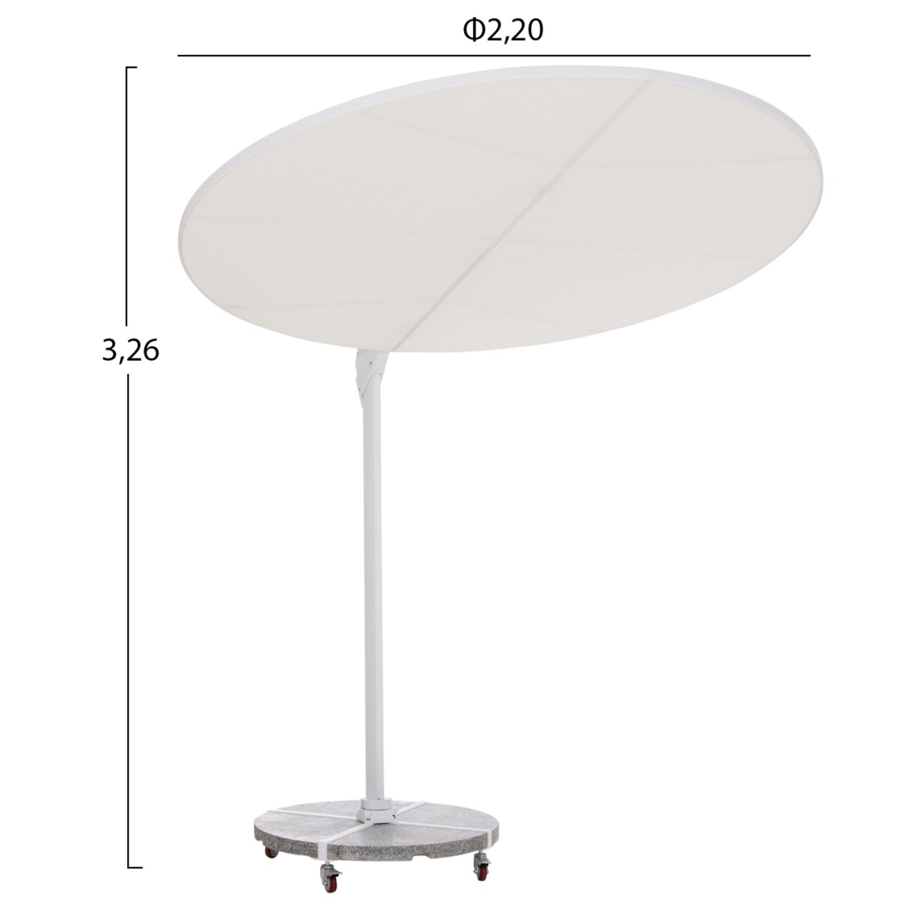 UMBRELLA WITH GROUND BASE SERIES CANNOPY HM21285.02 ALUMINUM and GRANITE--WHITE COLOR Φ2.2m [2]