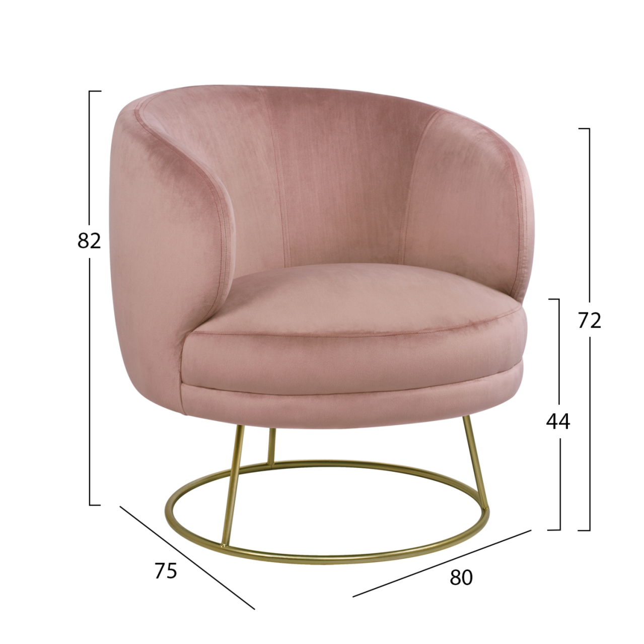 VELVET ARMCHAIR ARIEN HM8403.02 DUSTY PINK, GOLDEN BASE 80x75x82cm [2]