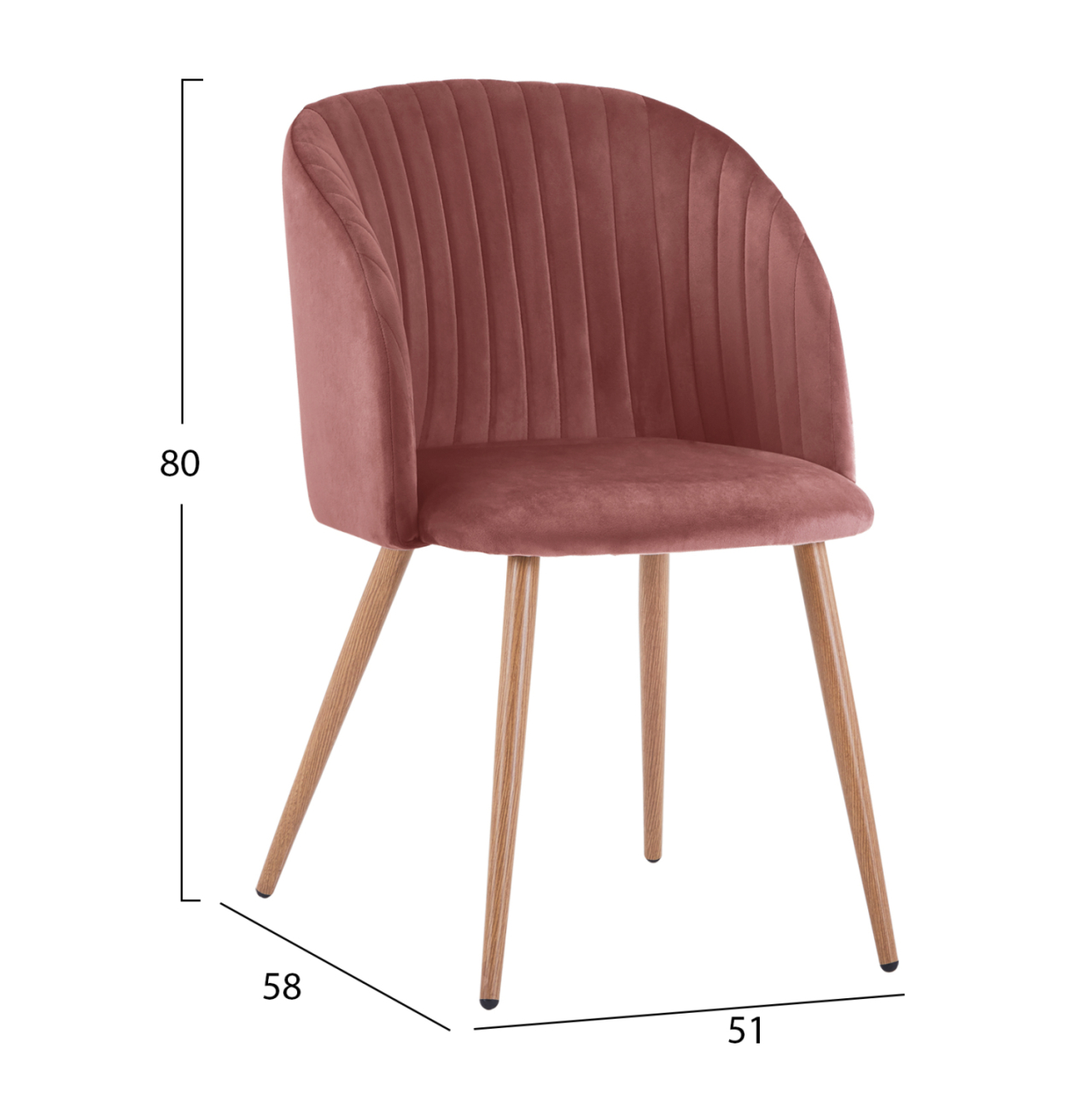 VELVET ARMCHAIR LEAH IN DUSTY PINK WITH METALLIC LEGS s HM8543.02 51x58x80 cm [2]