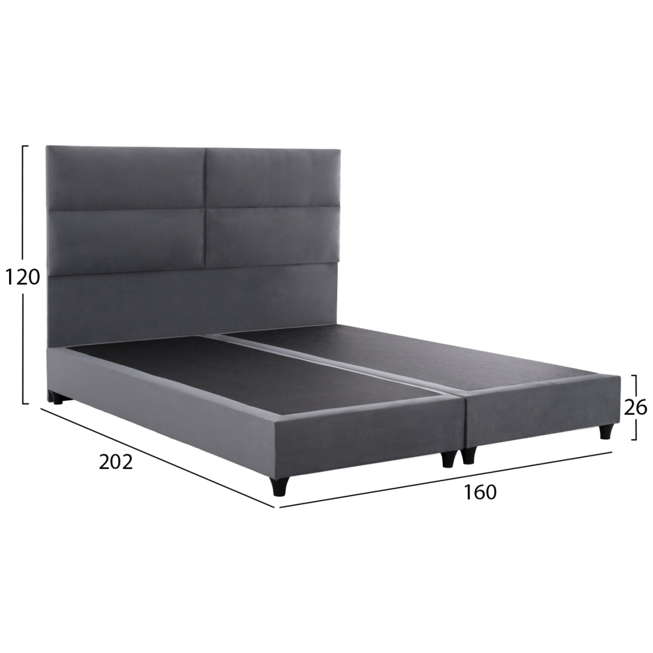 VELVET GRAY BED MILO HM616.10 FOR MATTRESS 160x200 cm [3]