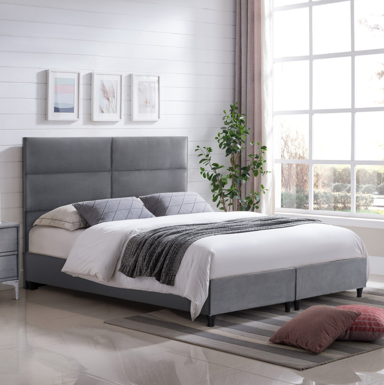 VELVET GRAY BED MILO HM616.10 FOR MATTRESS 160x200 cm [2]
