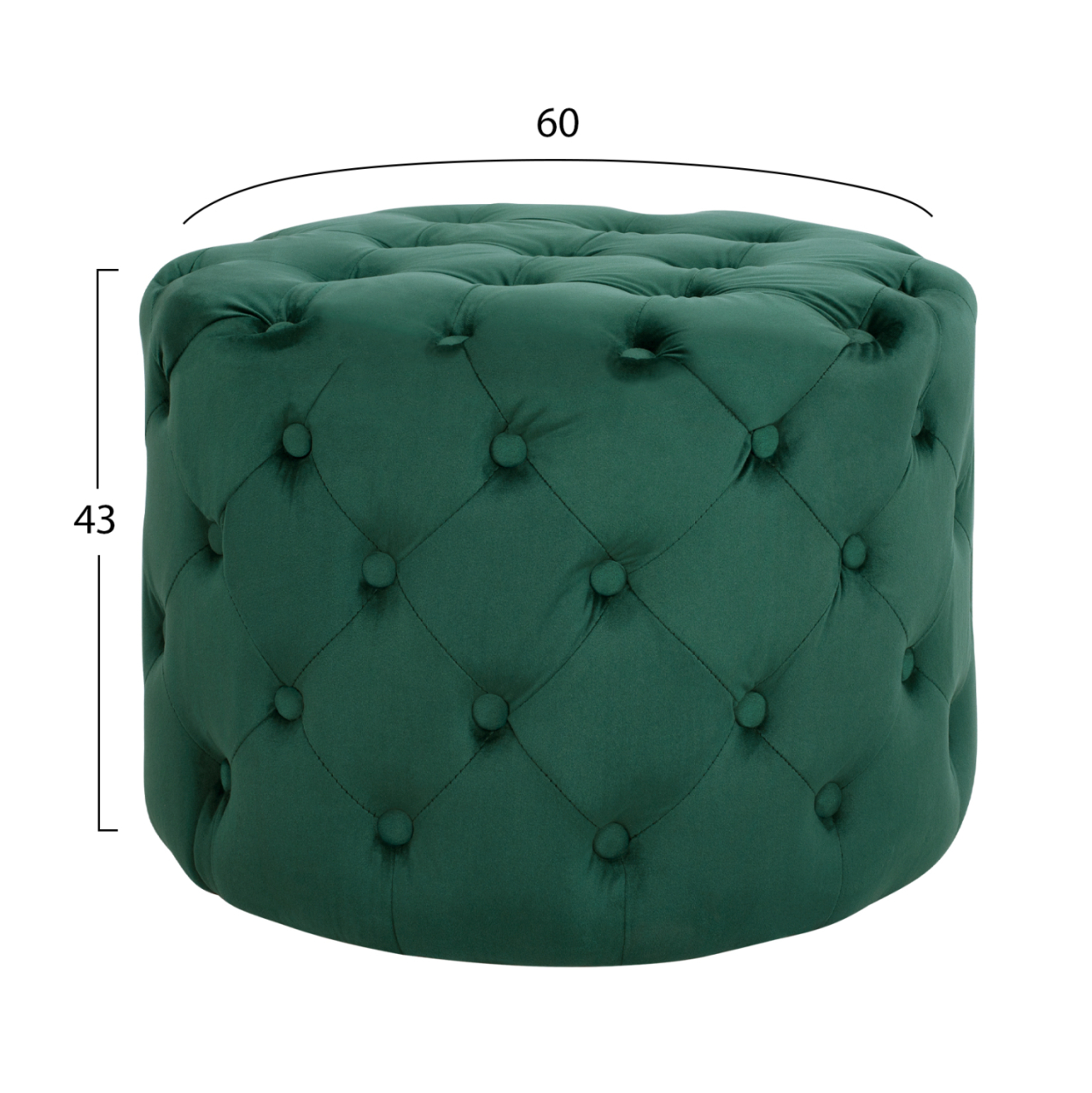 Velvet stool Kassie HM8406.03 cypress green color Chesterfield type ''60x43cm [2]