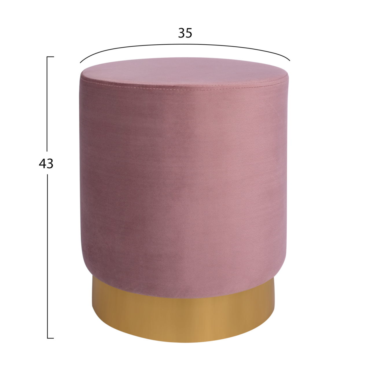 Velvet stool Levy HM8408.02 in rotten apple color with gold base ''35x43cm [2]