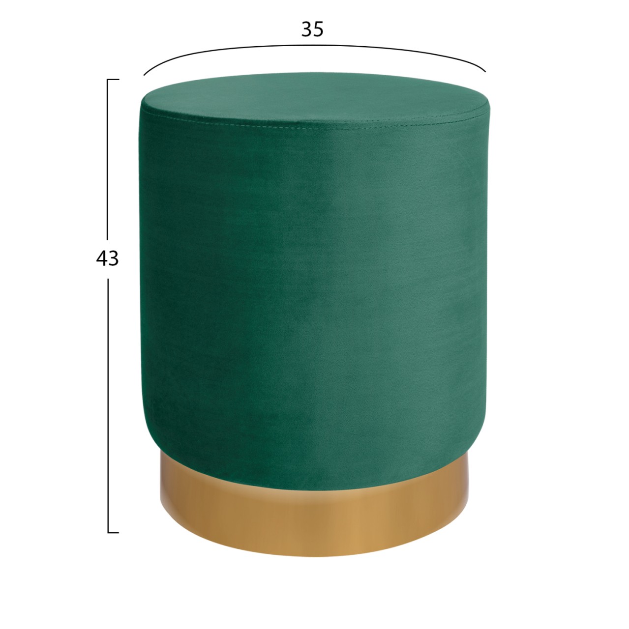 Velvet stool Levy HM8408.03 in blue color with gold base ''35x43cm [2]