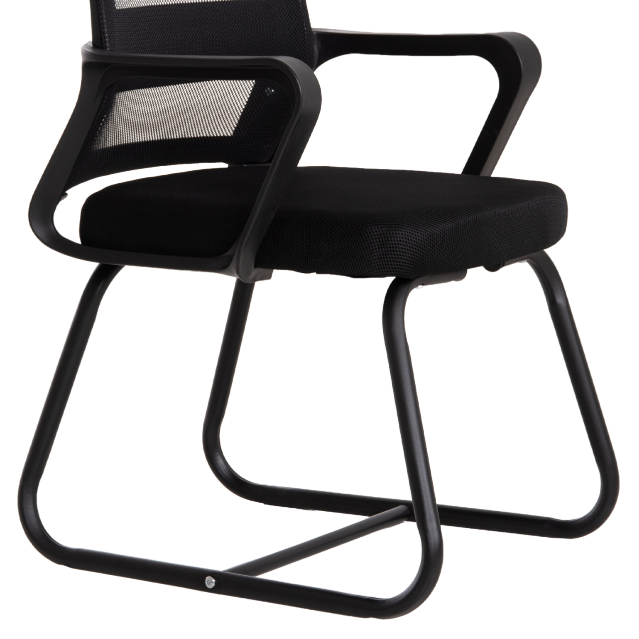 VISITOR'S CHAIR CASTER HM1228.01 METAL-PP-MESH FABRIC-- BLACK 46x52x94Hcm. [9]