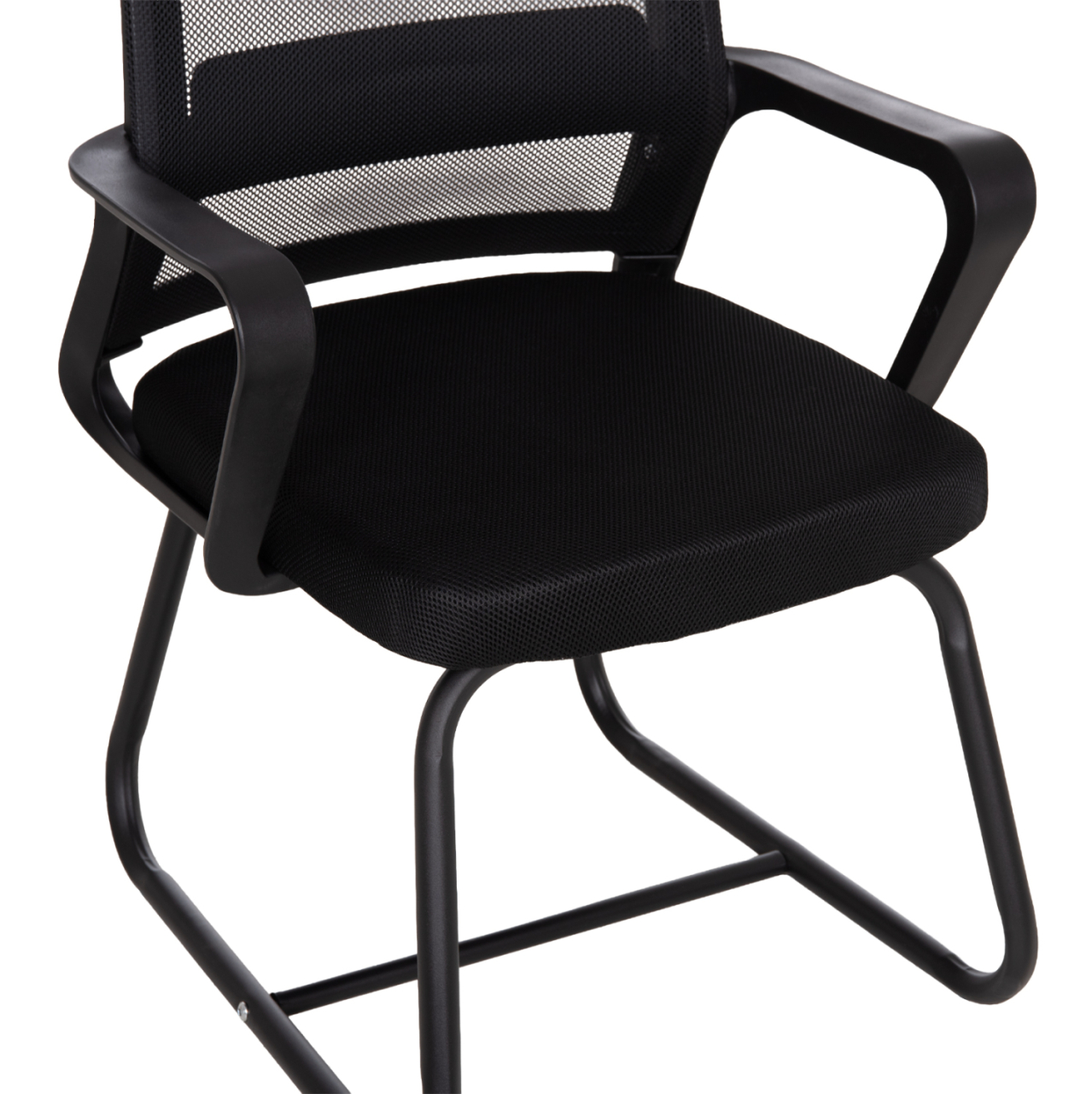 VISITOR'S CHAIR CASTER HM1228.01 METAL-PP-MESH FABRIC-- BLACK 46x52x94Hcm. [8]