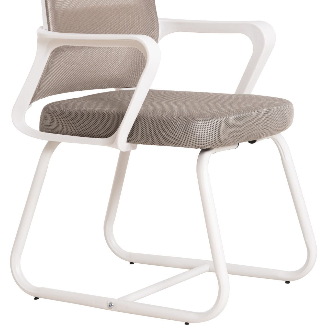 VISITOR'S CHAIR CASTER HM1228.02 WHITE METAL/PP--LIGHT GREY MESH 58x56x93Hcm. [9]