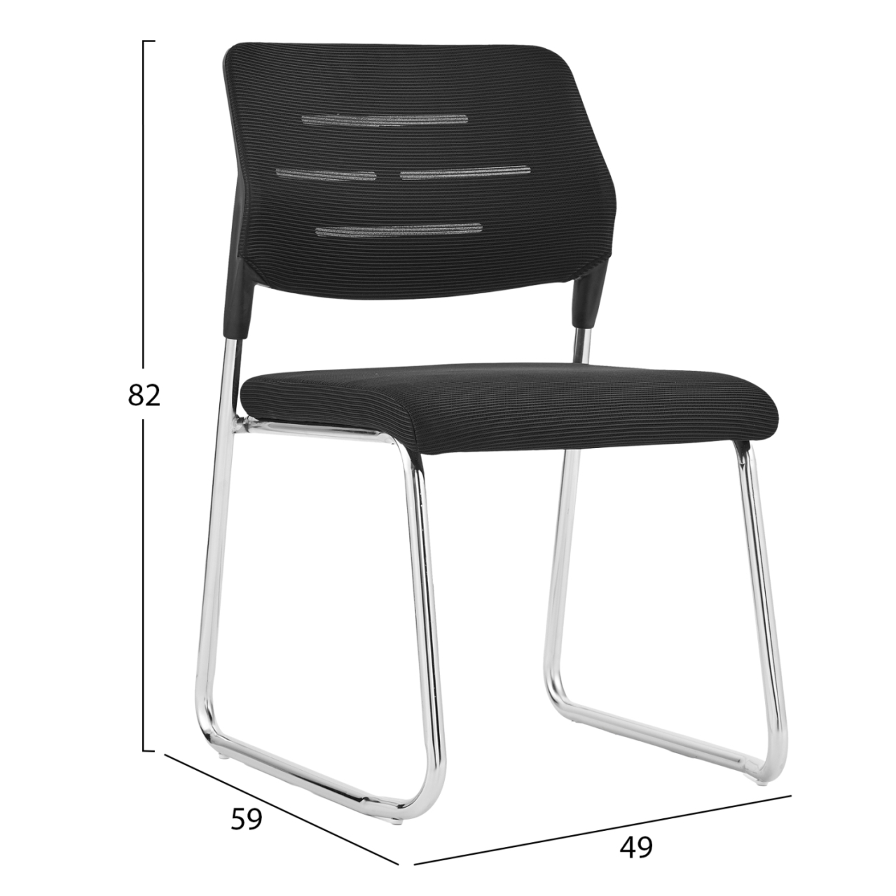 VISITORS' CHAIR TRABBEL HM1211.01 BLACK MESH FABRIC--METAL LEGS 48x50x82Hcm. [2]