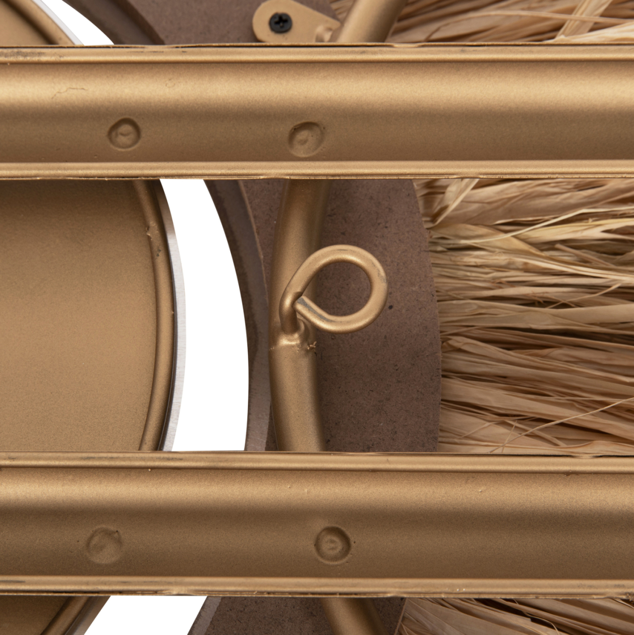 WALL CLOCK HM4200 METAL and RAFFIA FIBERS IN EARTH TONES 100x49Hcm. [7]