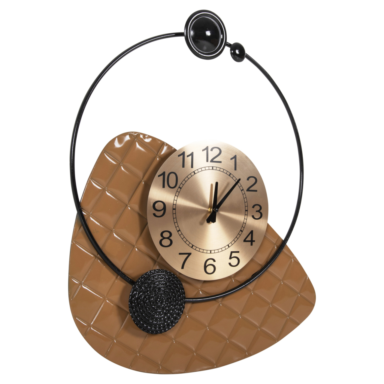 WALL CLOCK HM4204 METAL IN GOLD WITH BLACK POINTERS 50x63cm. [3]