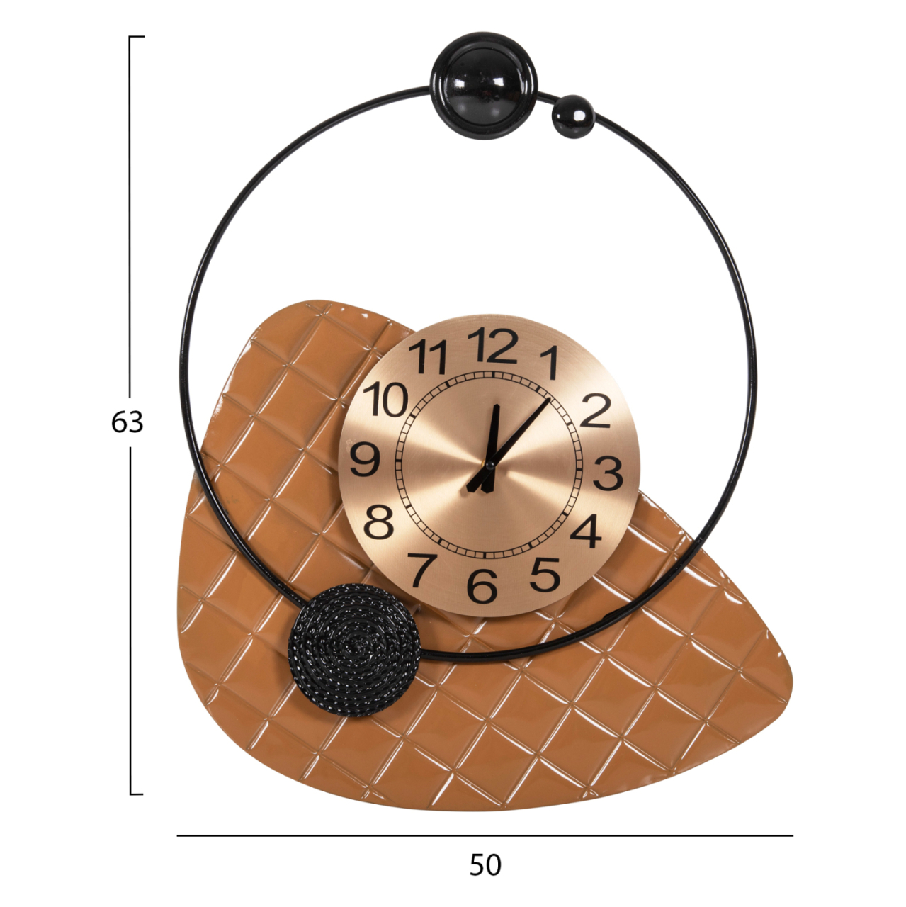 WALL CLOCK HM4204 METAL IN GOLD WITH BLACK POINTERS 50x63cm. [2]