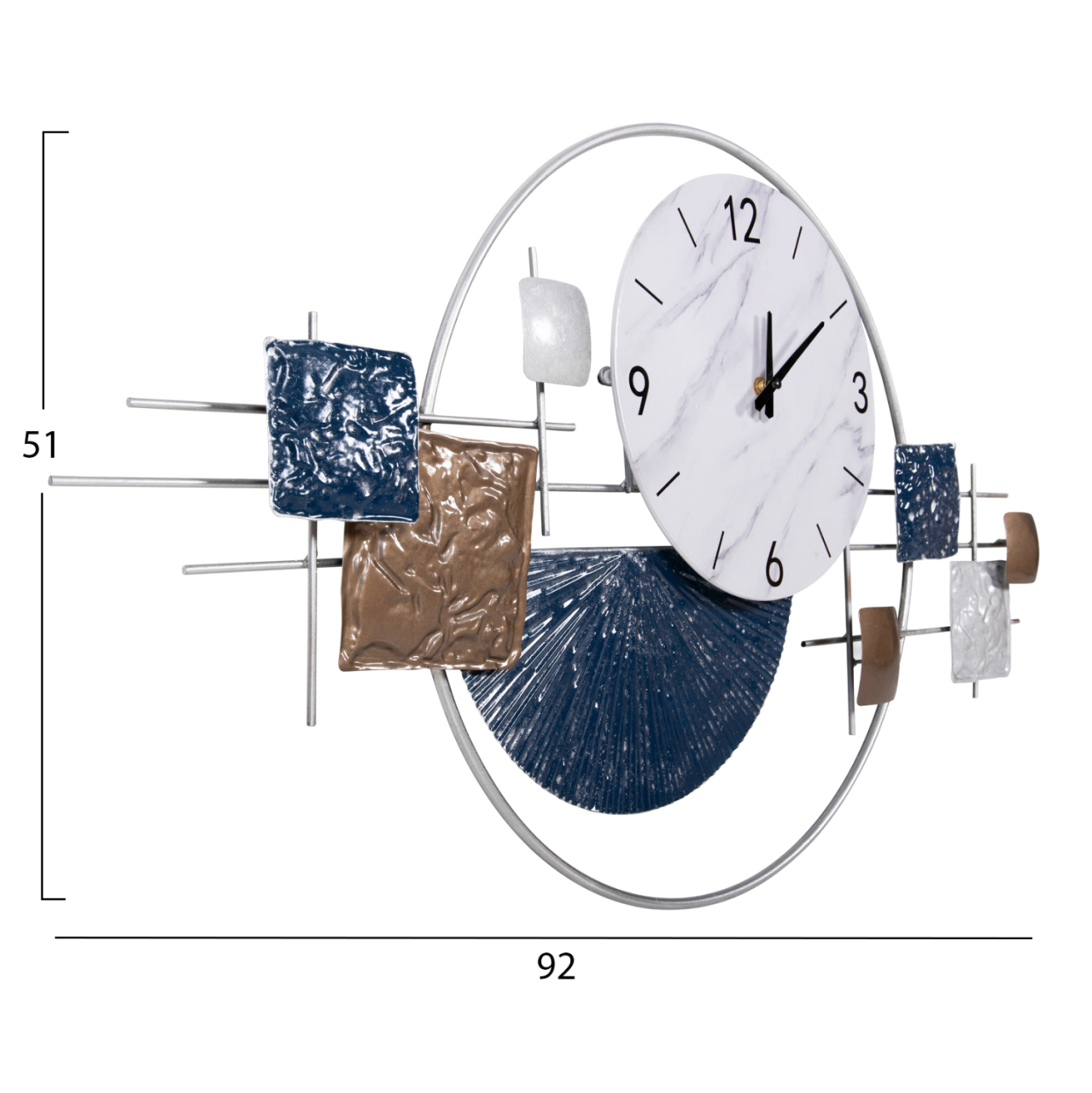WALL CLOCK HM4209 METAL IN WHITE COLOR WITH BLACK POINTERS and NUMBERS 92x51Hcm. [2]