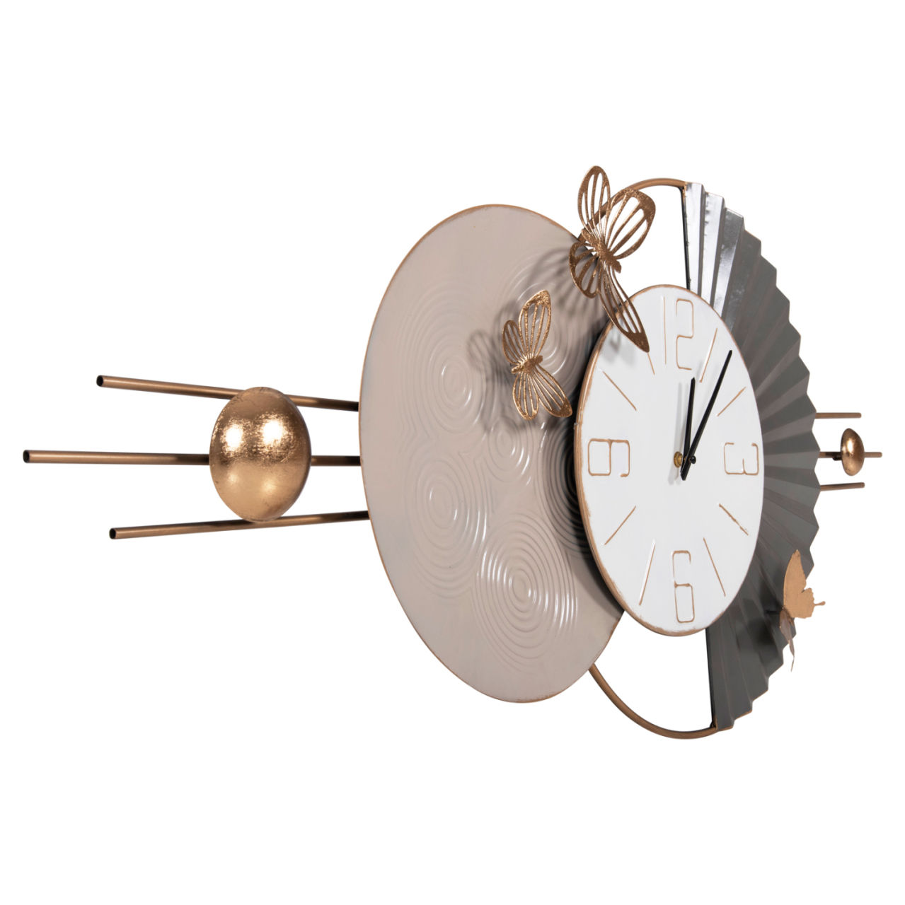WALL CLOCK HM4212 METAL IN WHITE WITH BLACK POINTERS 116x7x50,5Hcm. [3]