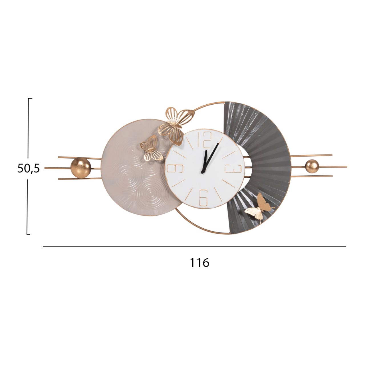 WALL CLOCK HM4212 METAL IN WHITE WITH BLACK POINTERS 116x7x50,5Hcm. [2]