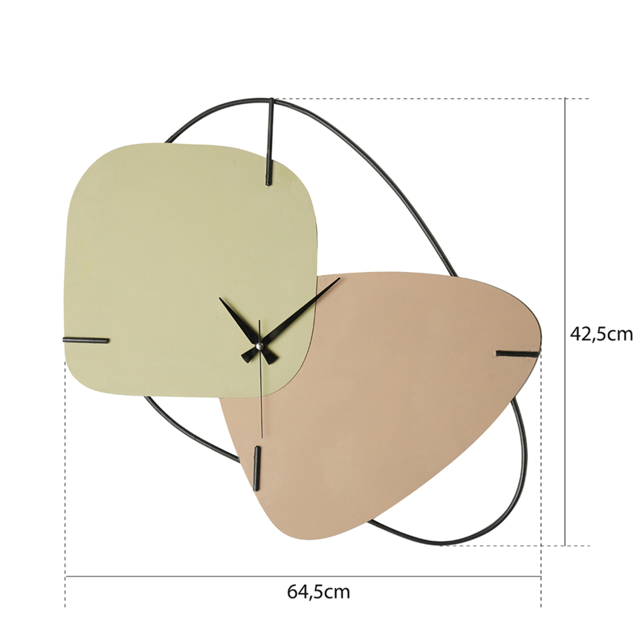 WALL CLOCK HM4328 METAL IN LIGHT GREEN and LIGHT BROWN 64,5x42,5H cm. [2]