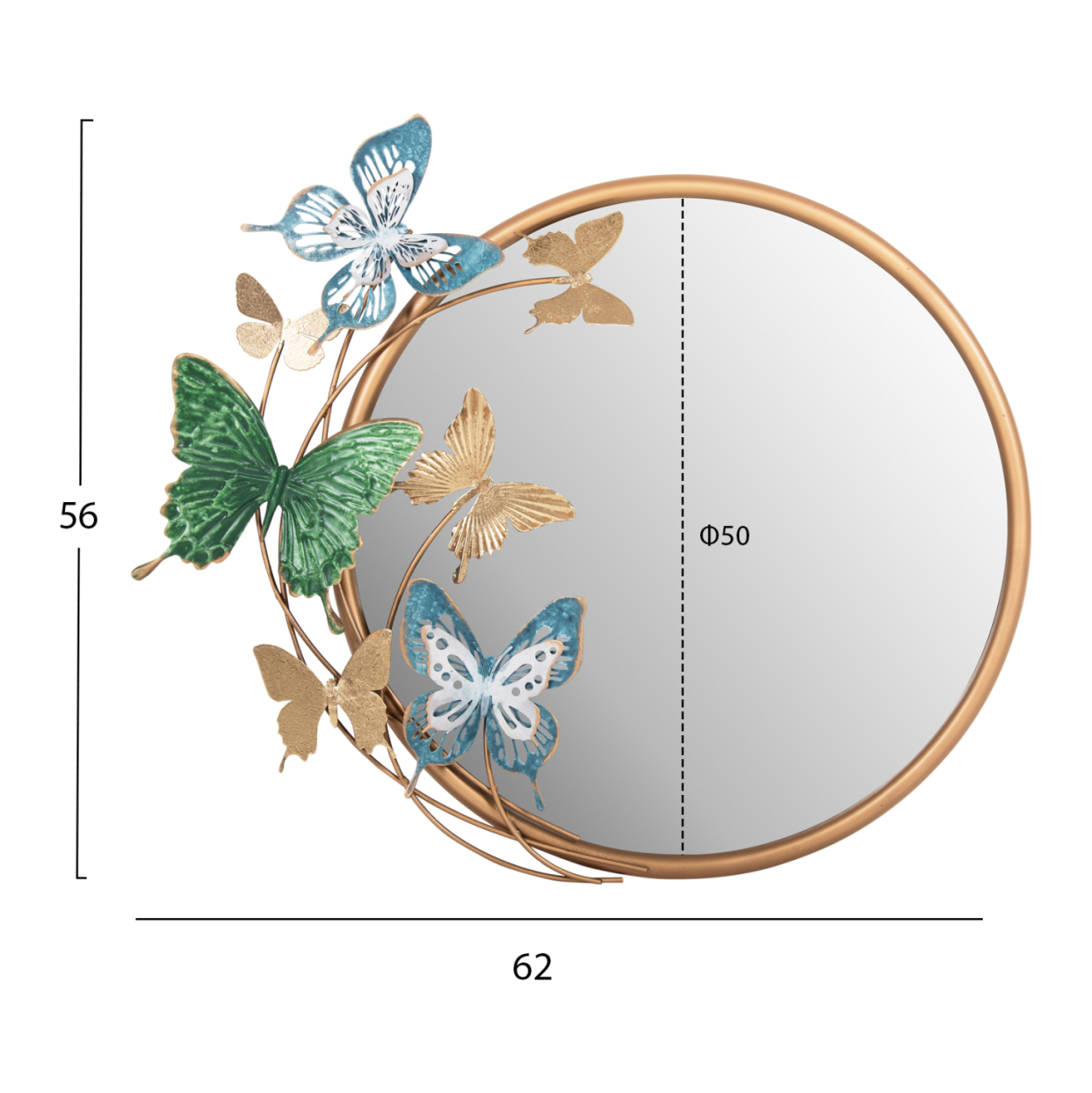 WALL CLOCK ROUND HM4213 METAL IN GOLD-GREEN-BLUE 62x6,5x56Hcm. [2]