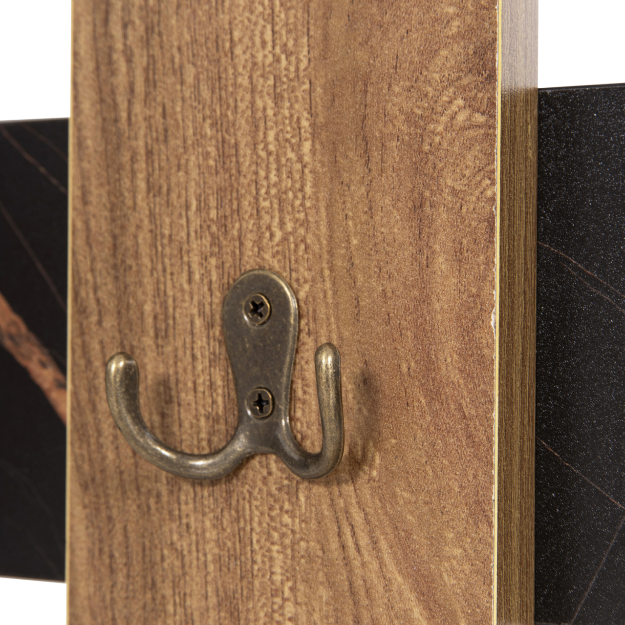 WALL COAT HANGER WESSON HM8940.15 MELAMINE IN BLACK MARBLE and NATURAL 64x4x79Hcm. [5]
