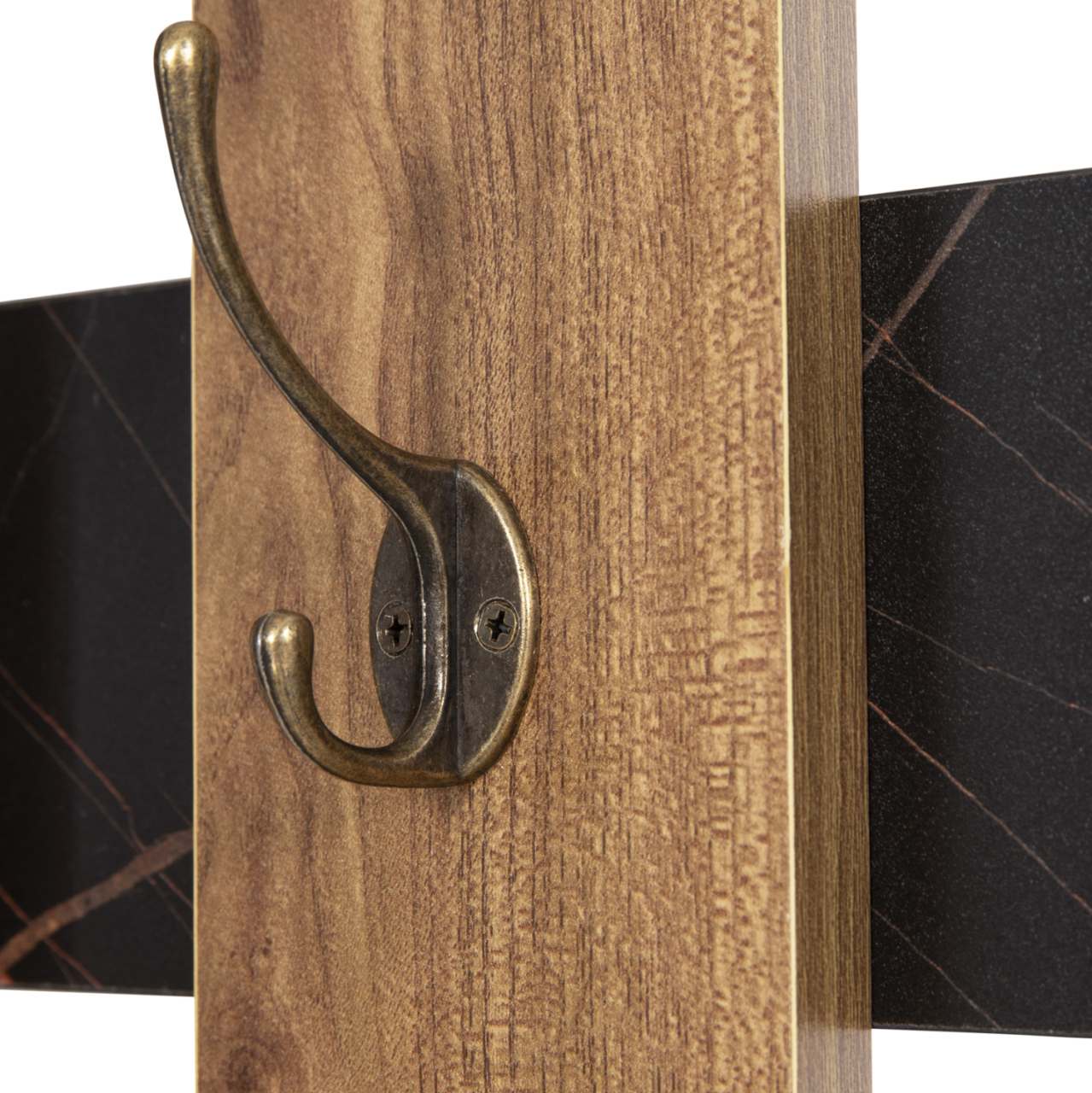 WALL COAT HANGER WESSON HM8940.15 MELAMINE IN BLACK MARBLE and NATURAL 64x4x79Hcm. [4]