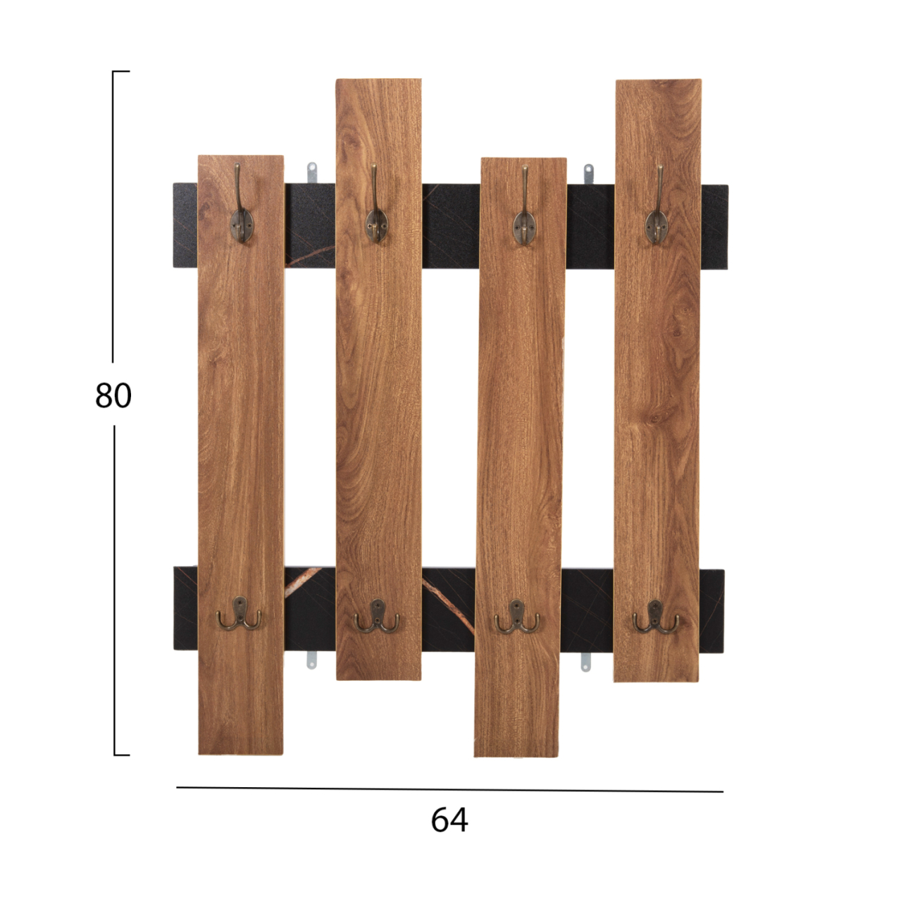 WALL COAT HANGER WESSON HM8940.15 MELAMINE IN BLACK MARBLE and NATURAL 64x4x79Hcm. [2]