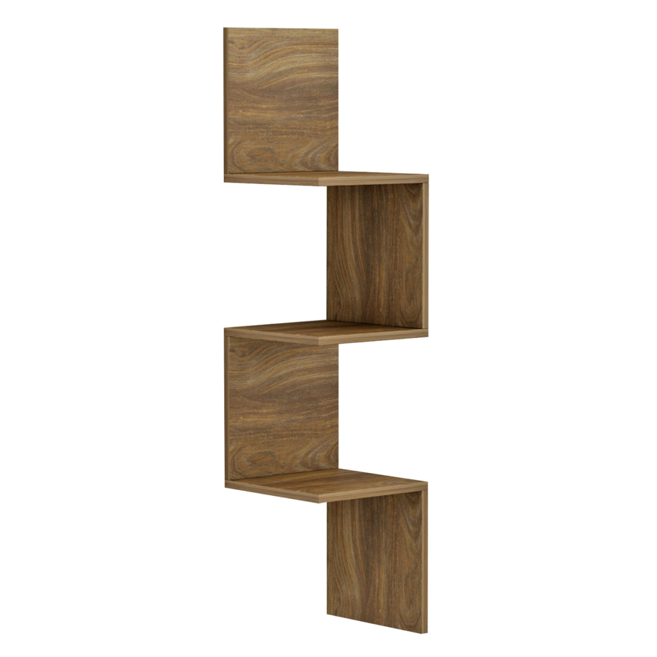 WALL CORNER SHELVES/BOOKCASE ILLUSION HM8935.11 MELAMINE IN DARK NATURAL 25x25x105,4Hcm. [5]