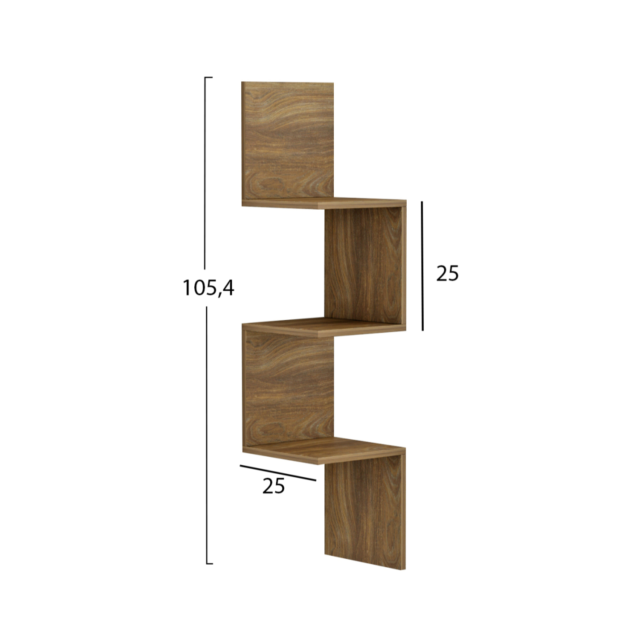 WALL CORNER SHELVES/BOOKCASE ILLUSION HM8935.11 MELAMINE IN DARK NATURAL 25x25x105,4Hcm. [2]