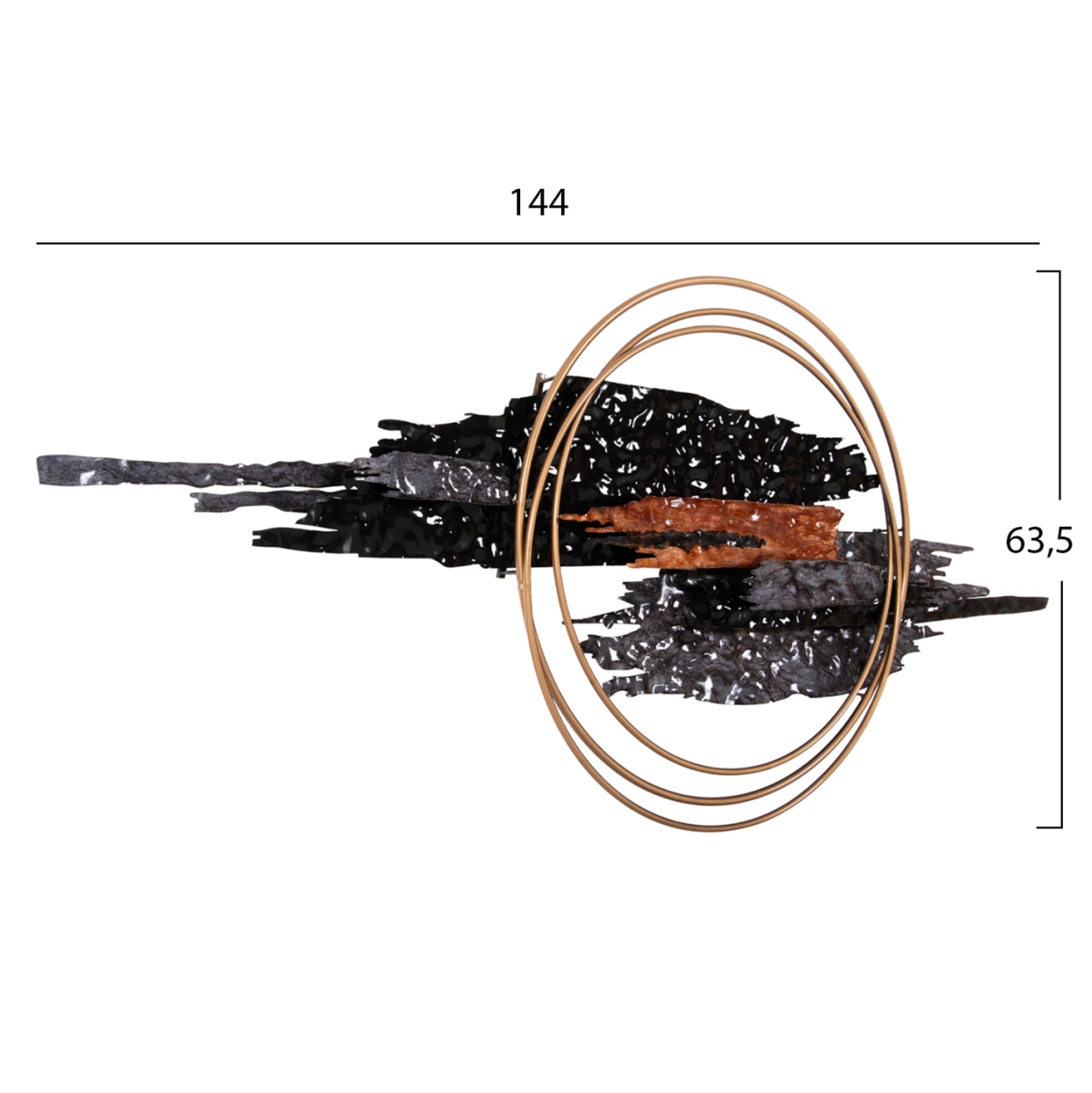 WALL DECOR HM4196 METAL IN BLACK-ANTHRACITE-GOLD 144x63,5Hcm. [2]