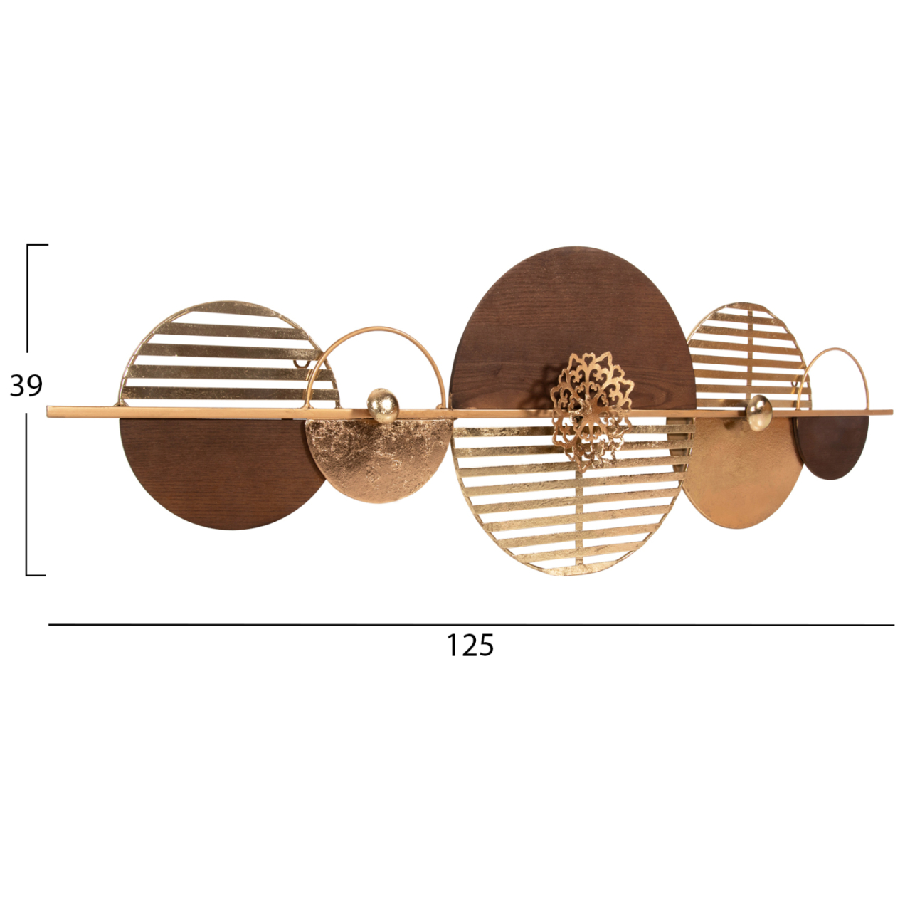 WALL DECOR HM4210 METAL IN BROWN-GOLD 125x39Hcm. [2]