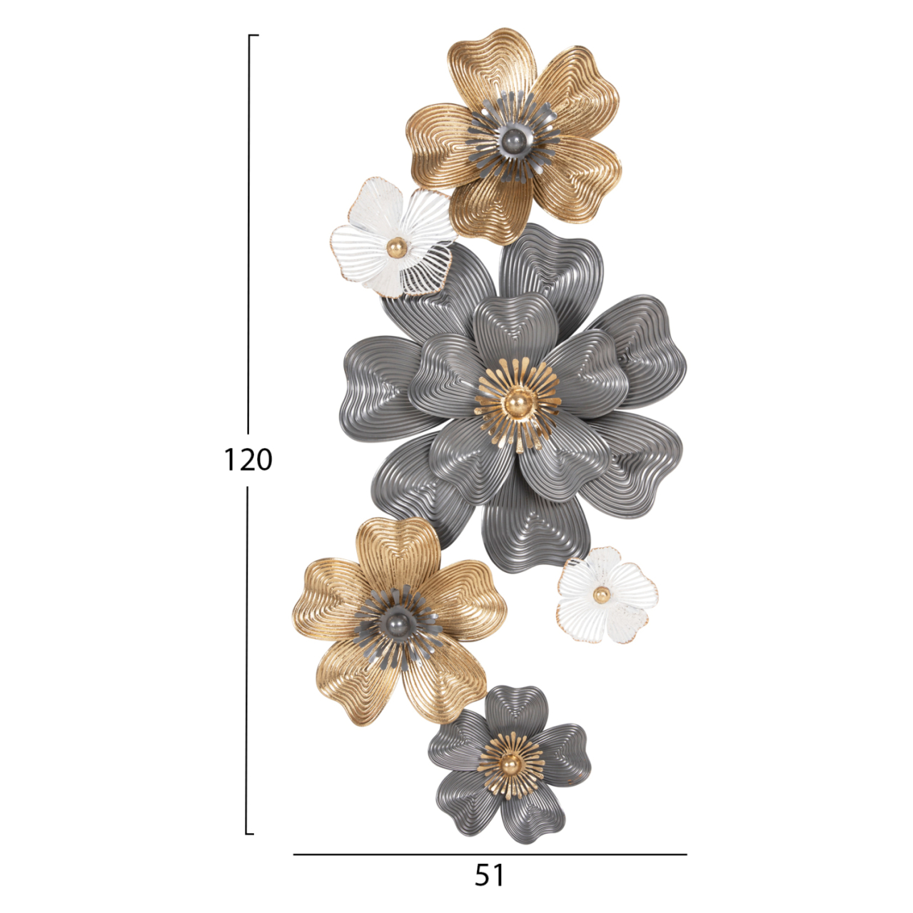 WALL DECOR HM4214 METAL IN WHITE-GREY-GOLD 51x7,5x120cm. [2]