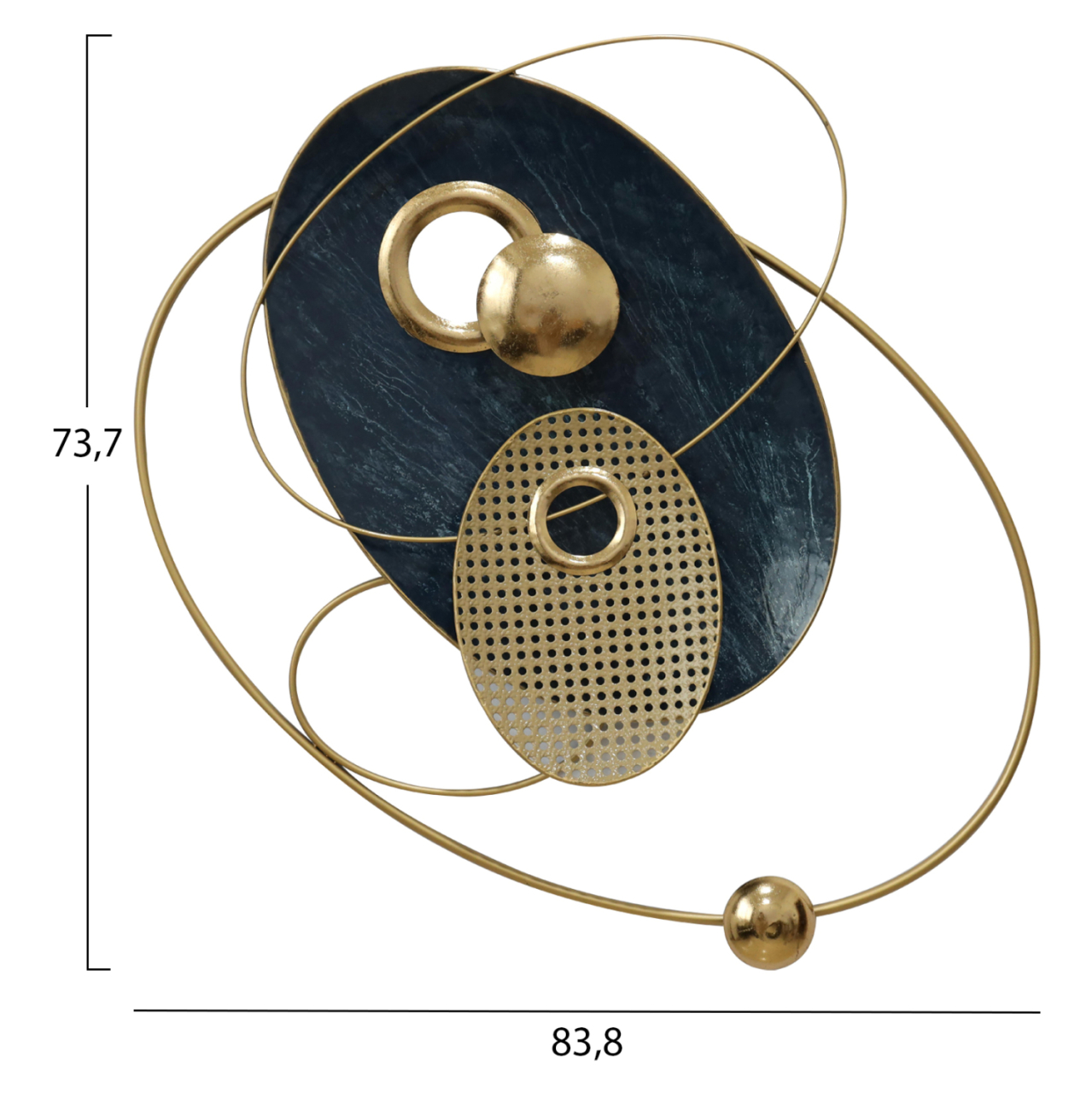 WALL DECOR HM7550 ARTISTIC PLANETARY SYSTEM METAL-GOLD, DARK GREY [2]