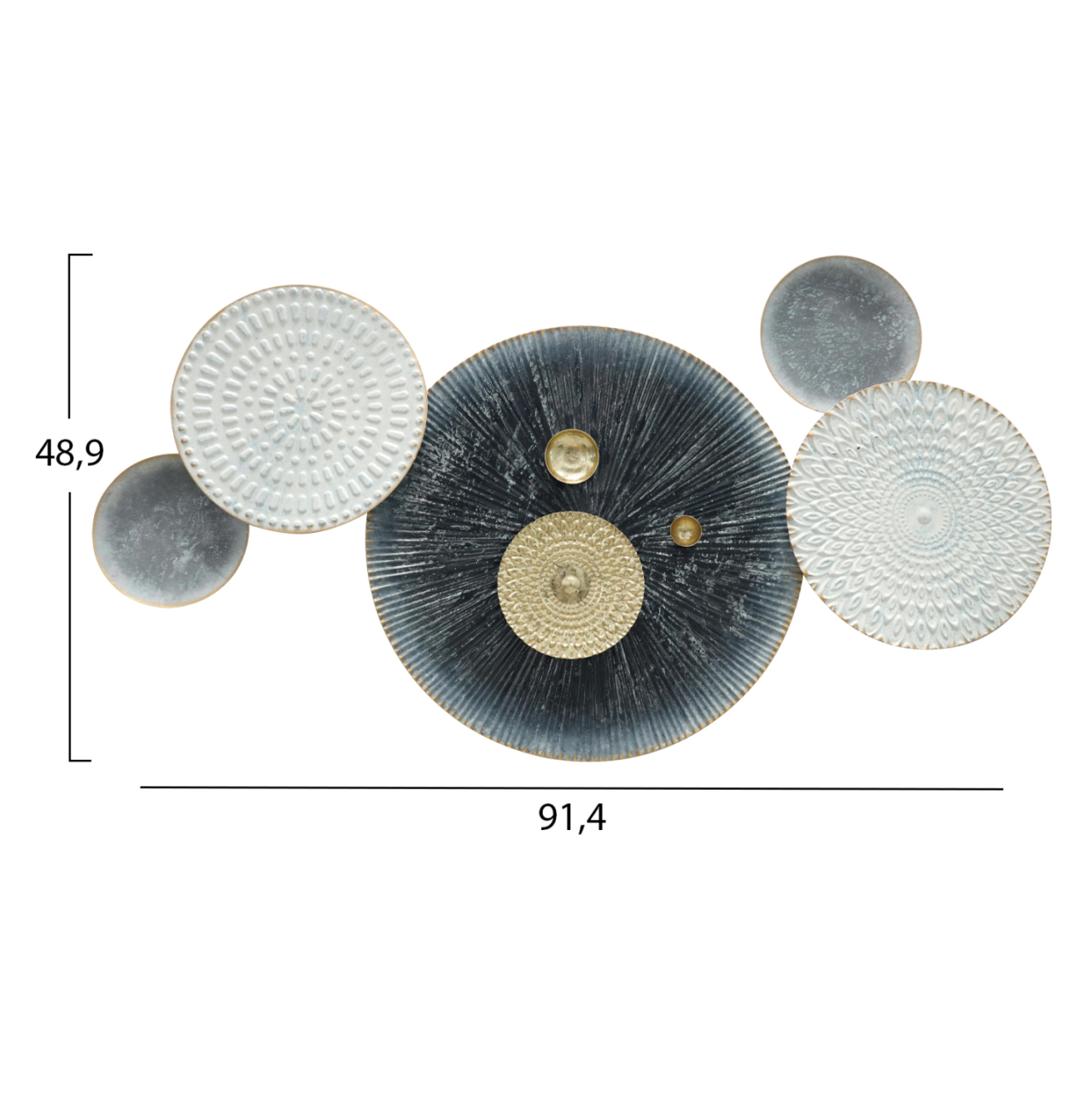 WALL DECOR HM7551 METAL VARIOUS CIRCLES-WHITE, GREY, GOLD 91x5x49.5Ηcm [2]