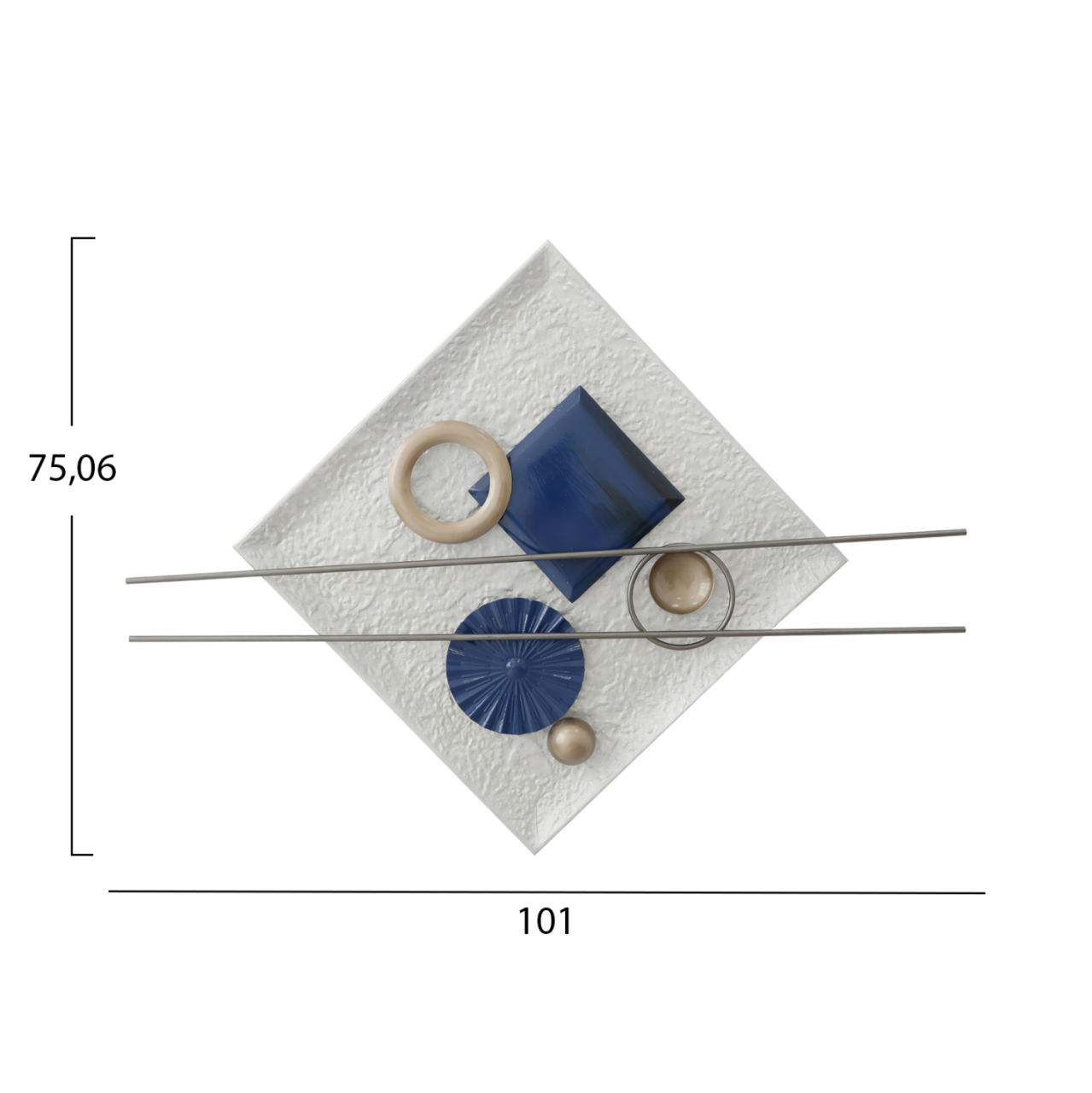 WALL DECOR HM7559 METAL SQUARE PLATE- BLUE, GREY, BEIGE, WHITE [2]