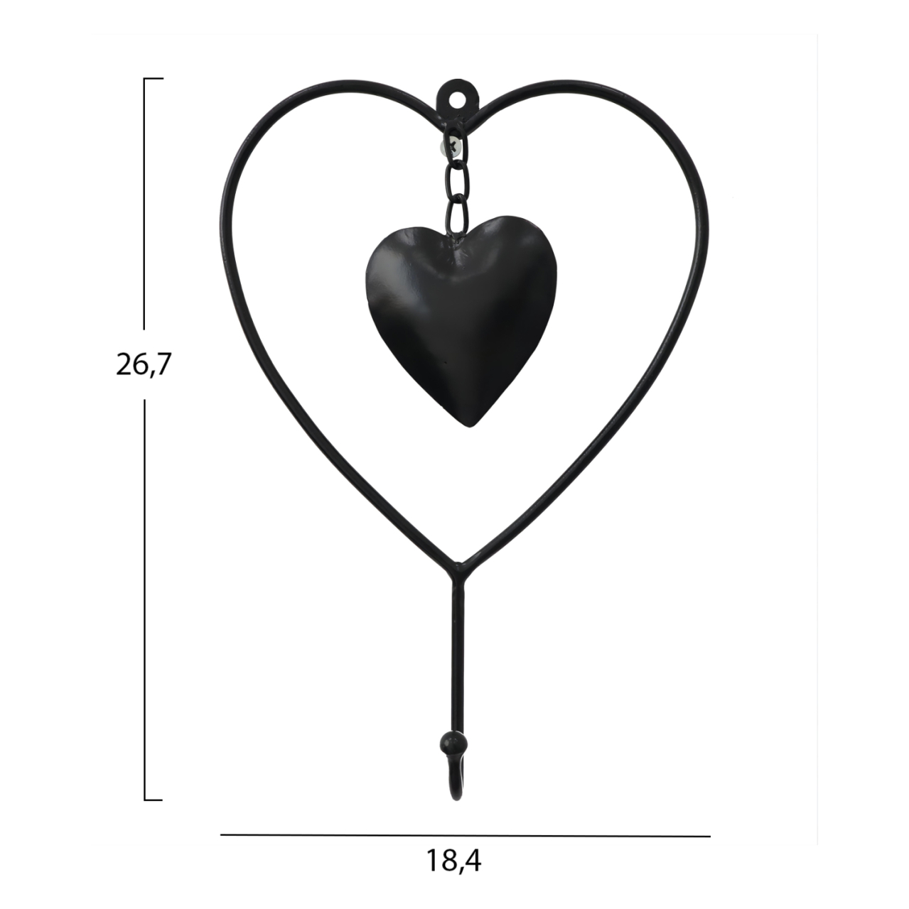 WALL DECOR HM7563 BLACK METAL HEART WITH HOOK 18.4x4.4x26.7 cm. [2]