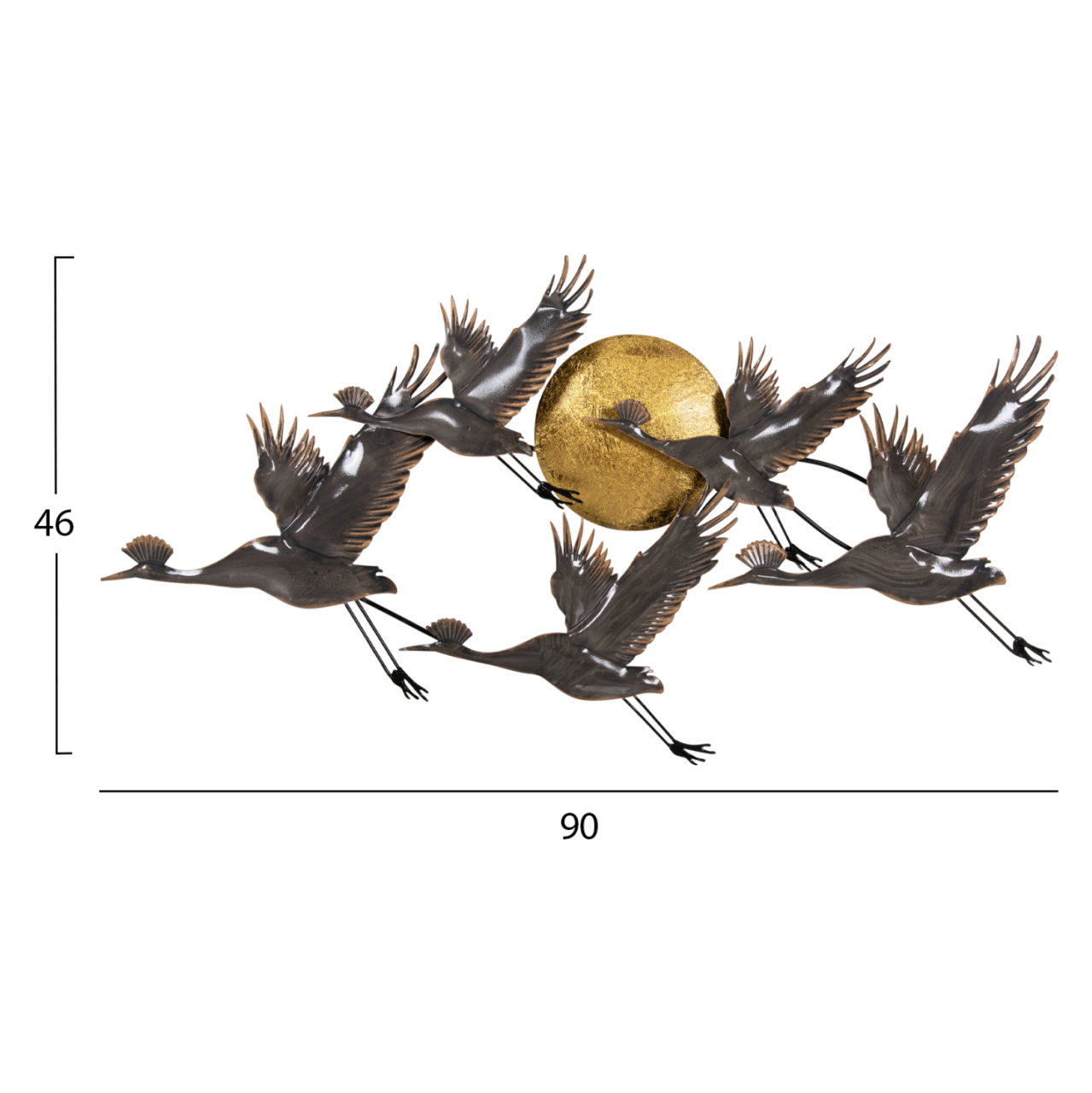 WALL DECOR METALLIC HM4208 BIRDS IN GREY-GOLD 90x46Hcm. [2]