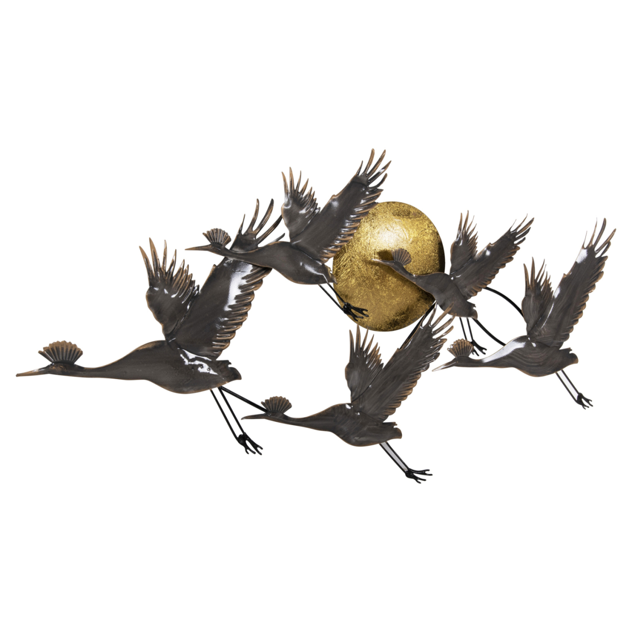 WALL DECOR METALLIC HM4208 BIRDS IN GREY-GOLD 90x46Hcm. [3]
