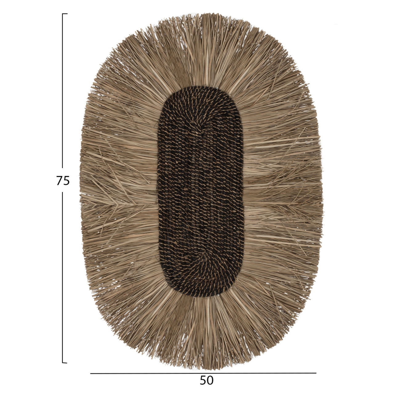 WALL DECOR OVAL MADE OF GRASS AND ABACA FIBERS IN NATURAL-BLACK COLOR 50x5x75Hcm.HM7794 [2]