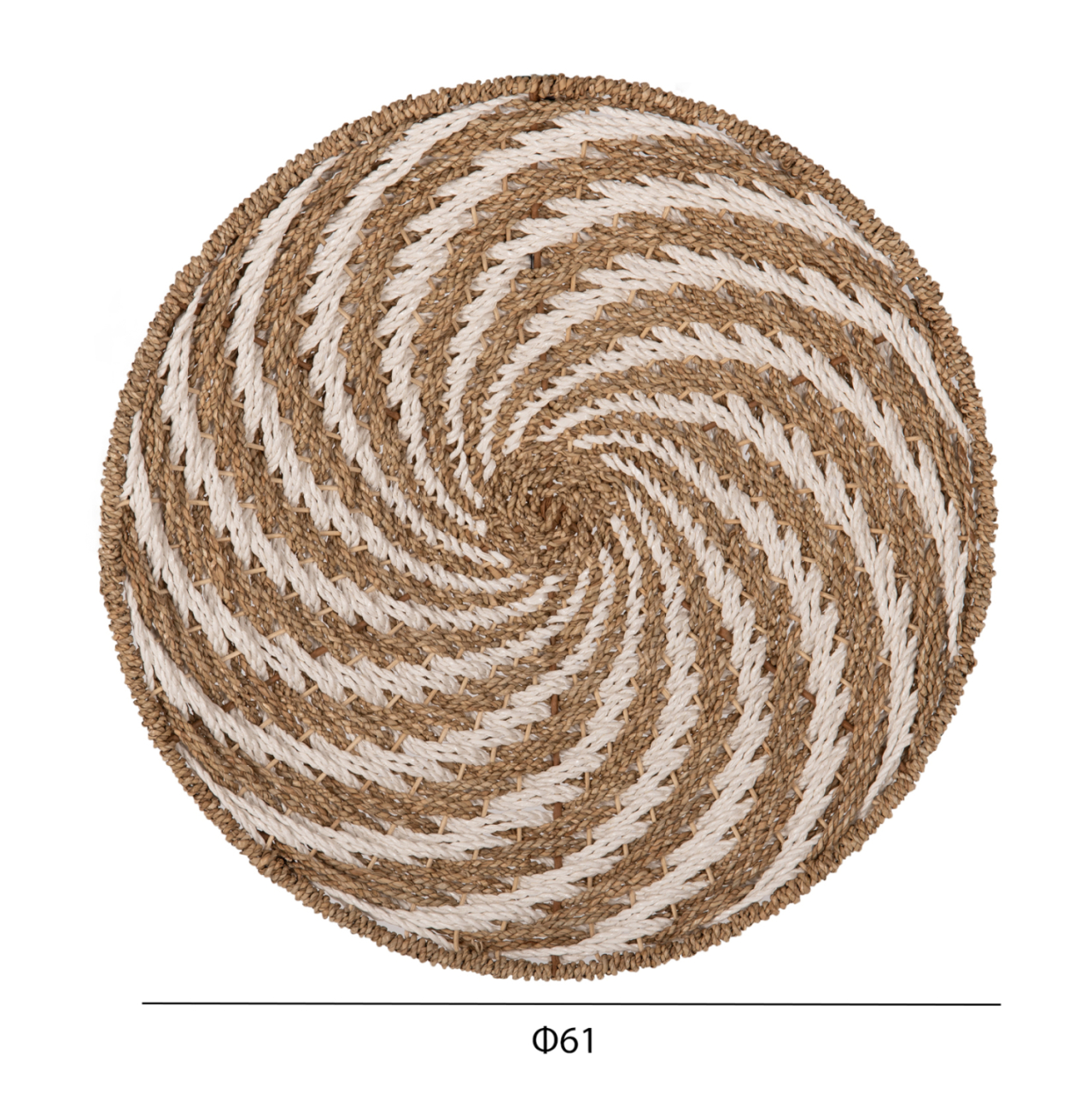 WALL DECOR ROUND HM7830.01 SPIRAL LOOK-SEAGRASS IN WHITEandNATURAL COLOR Φ61x3cm. [2]