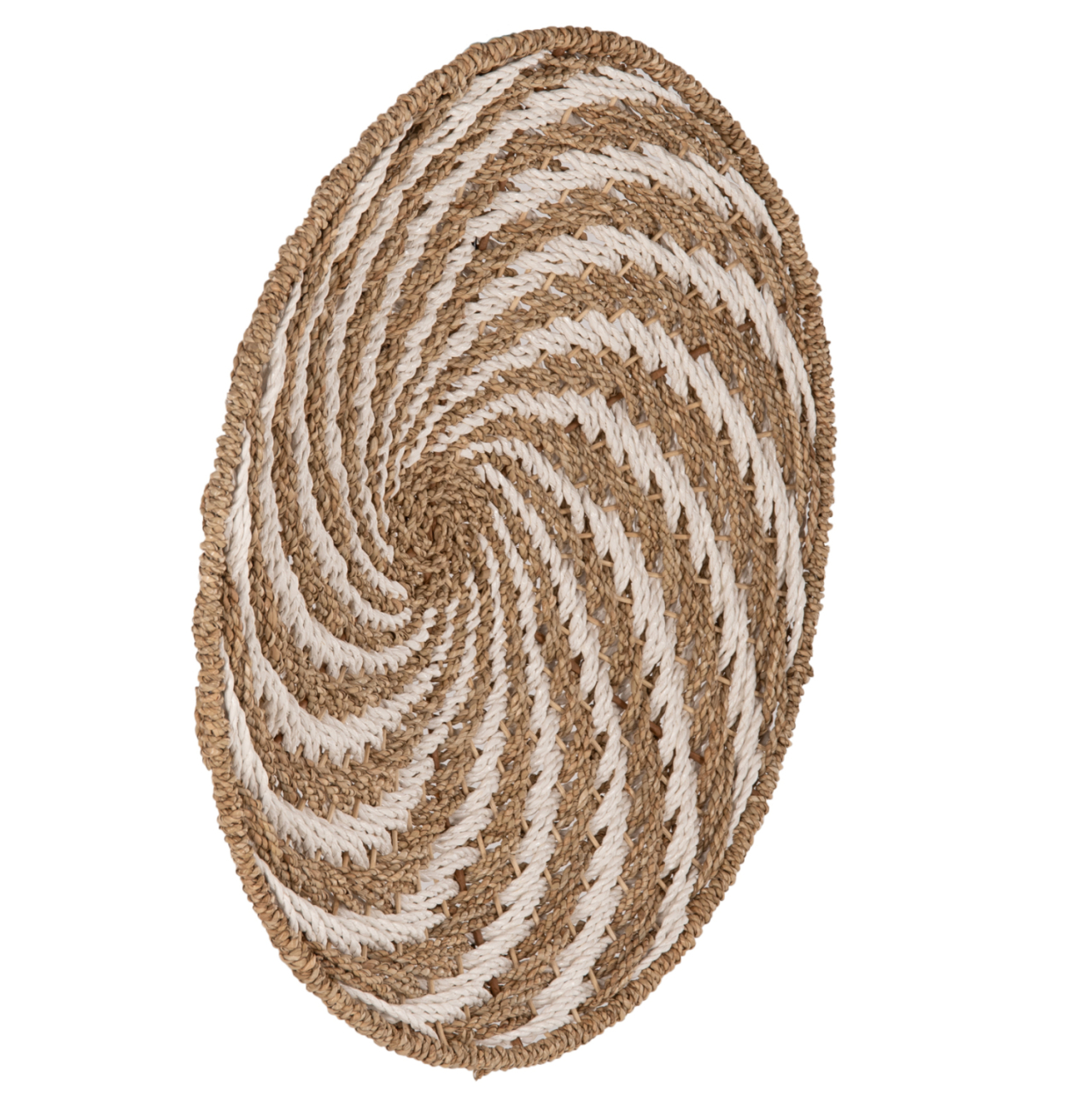 WALL DECOR ROUND HM7830.01 SPIRAL LOOK-SEAGRASS IN WHITEandNATURAL COLOR Φ61x3cm. [3]