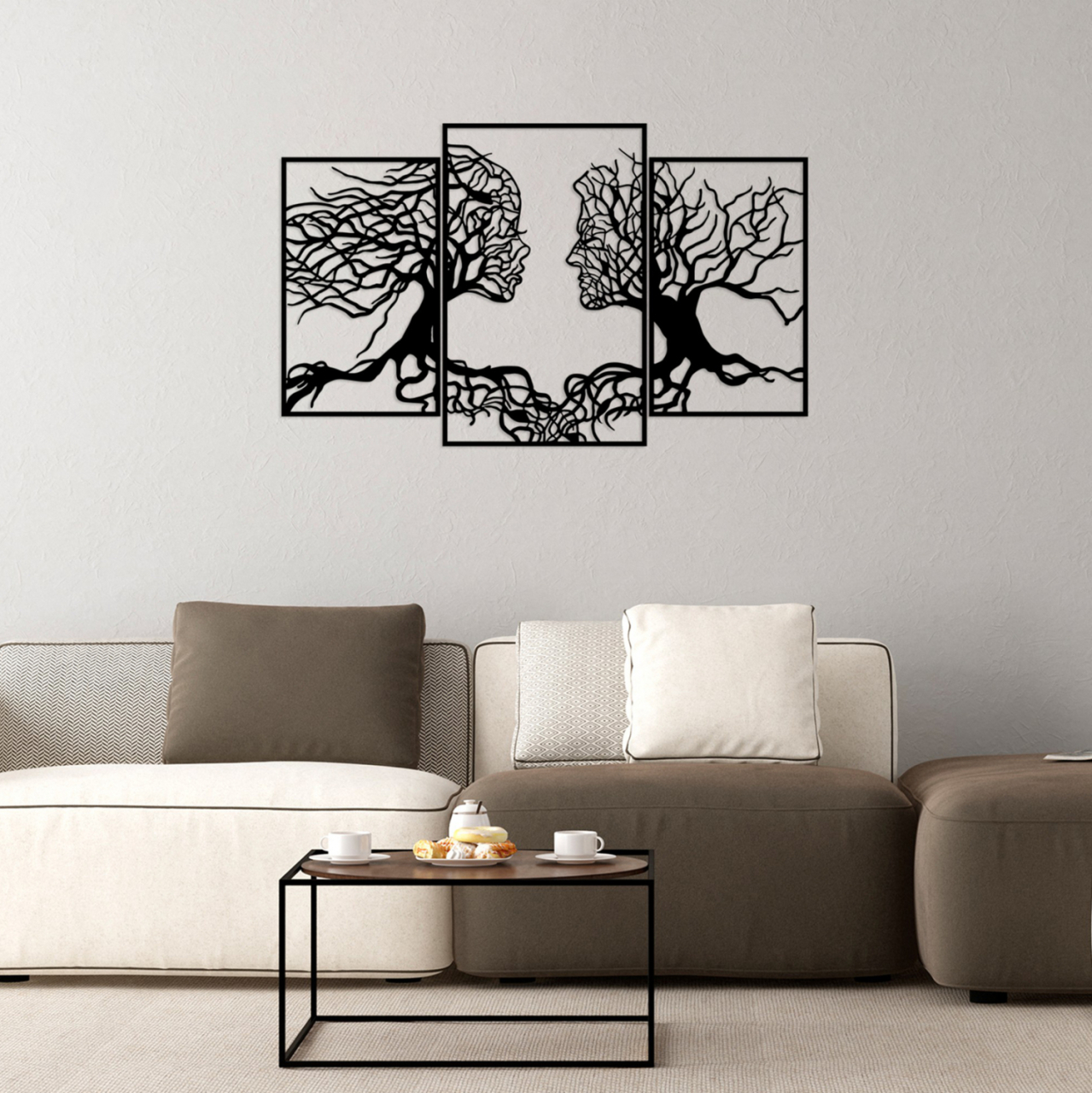 WALL DECORATION 100% METALLIC BLACK TREE WITH HUMAN FACES 116X71 HM7211 [4]