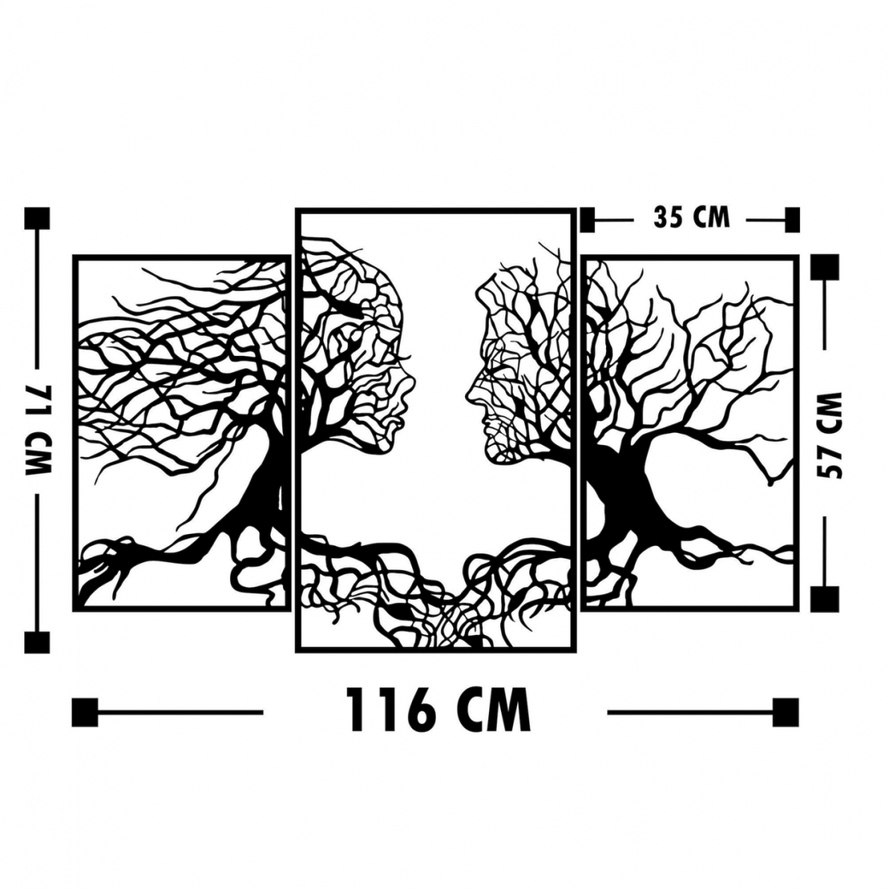 WALL DECORATION 100% METALLIC BLACK TREE WITH HUMAN FACES 116X71 HM7211 [2]