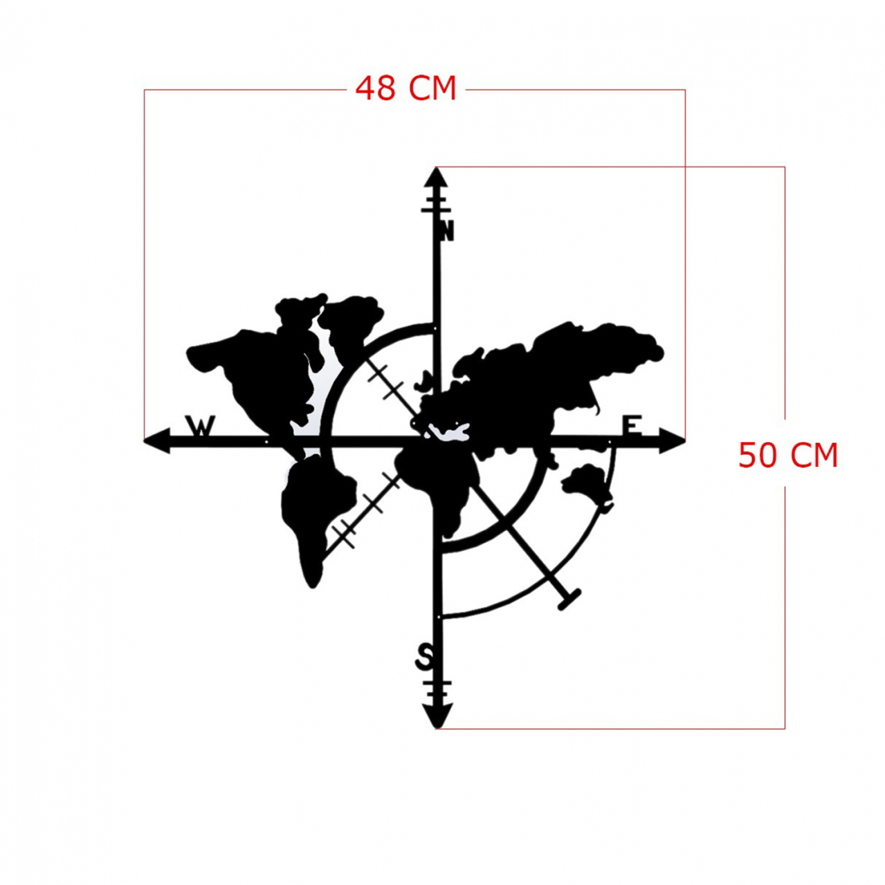 WALL DECORATION 100% METALLIC BLACK WOLD MAP 48X50 HM7214 [2]