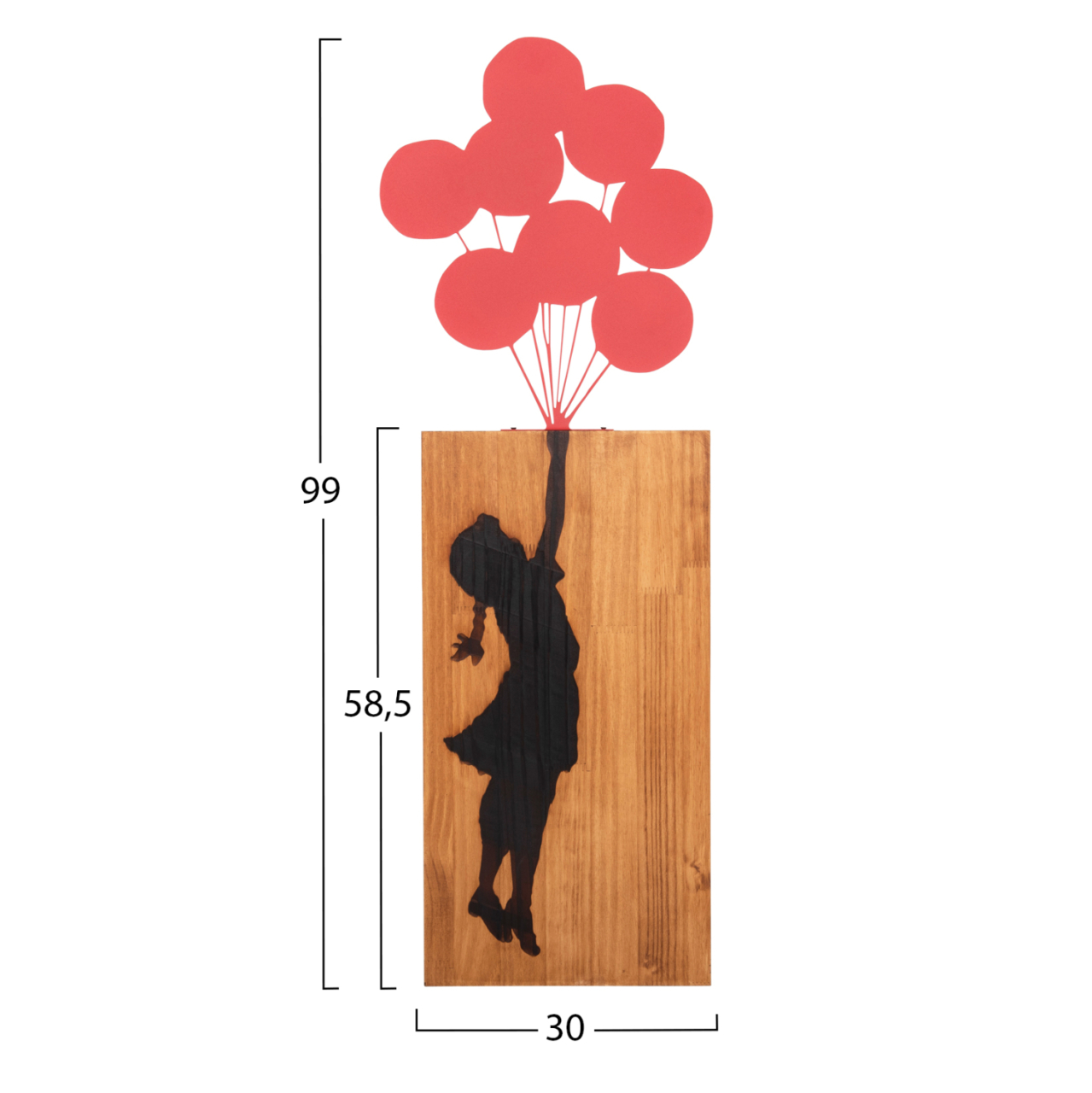 WALL DECORATION BALLOONS IN CORAL COLOR HM4649 METAL-WOOD 30x3x99Hcm. [2]