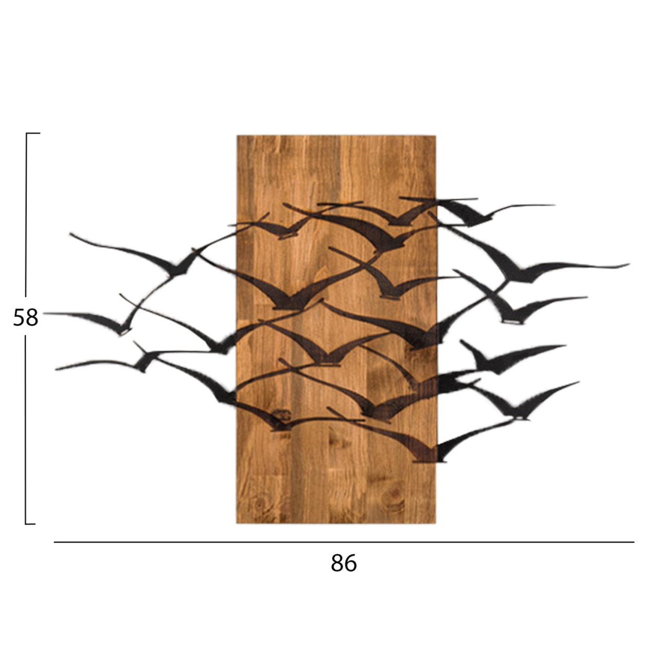 WALL DECORATION BIRDS HM4805-METAL IN BLACK-WOOD 86x3(thickness)x58Hcm. [3]