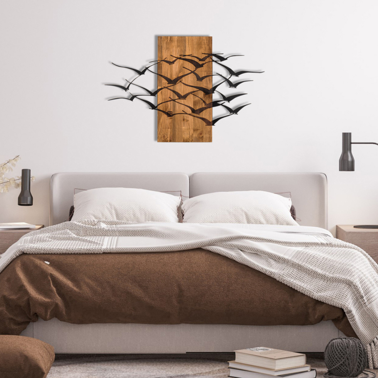 WALL DECORATION BIRDS HM4805-METAL IN BLACK-WOOD 86x3(thickness)x58Hcm. [2]