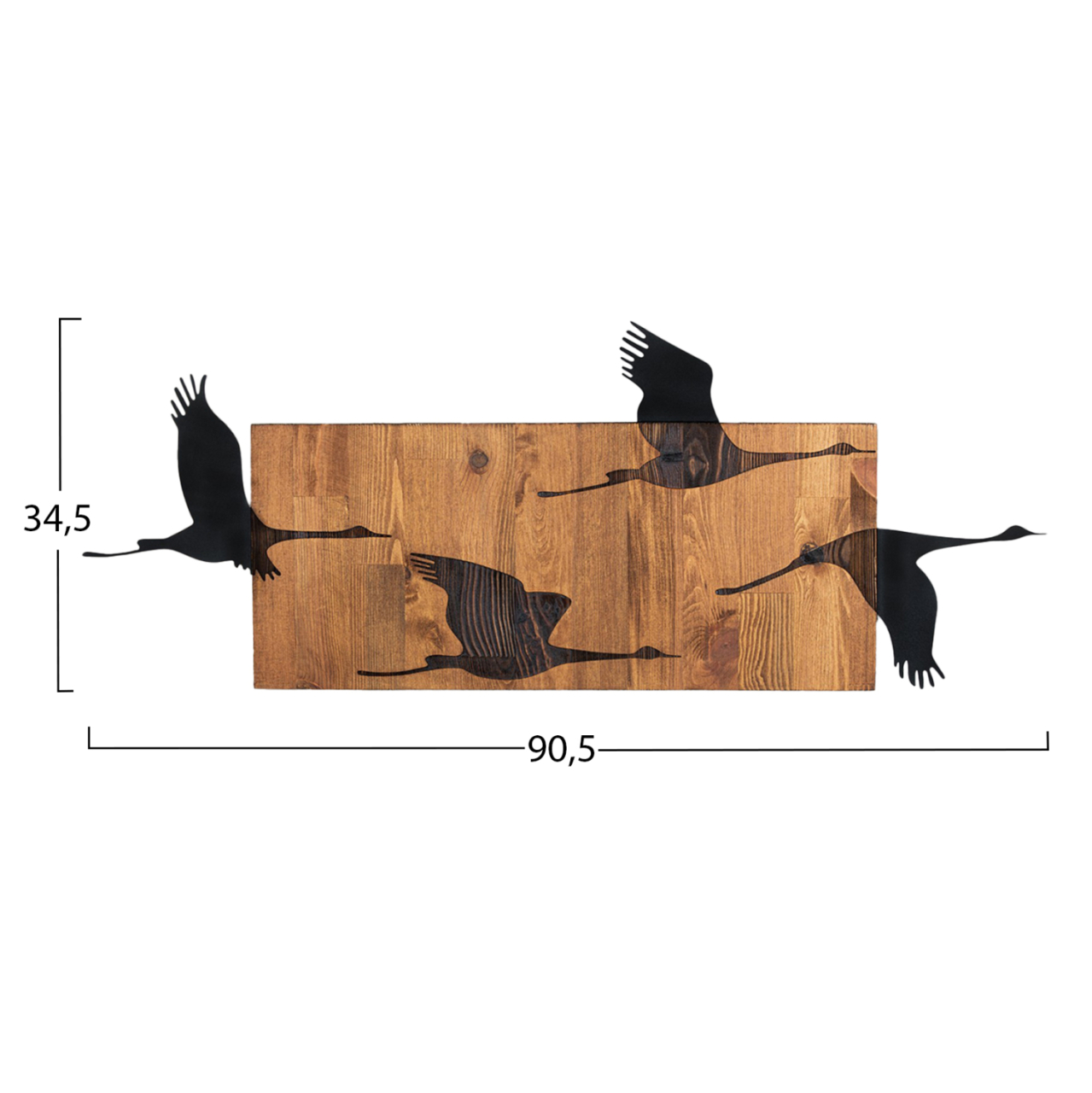 WALL DECORATION BIRDS HM4812-METAL IN BLACK-WOOD 90.5x3(thickness)x34.5Hcm. [3]