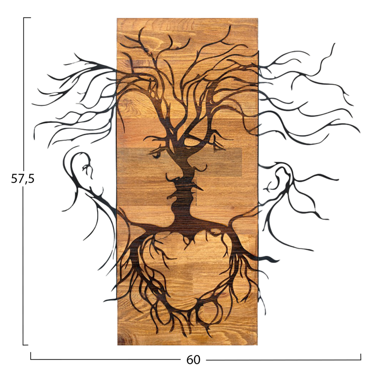 WALL DECORATION FACES HM4807-METAL IN BLACK-WOOD 60x3(thickness)x57.5Hcm. [3]