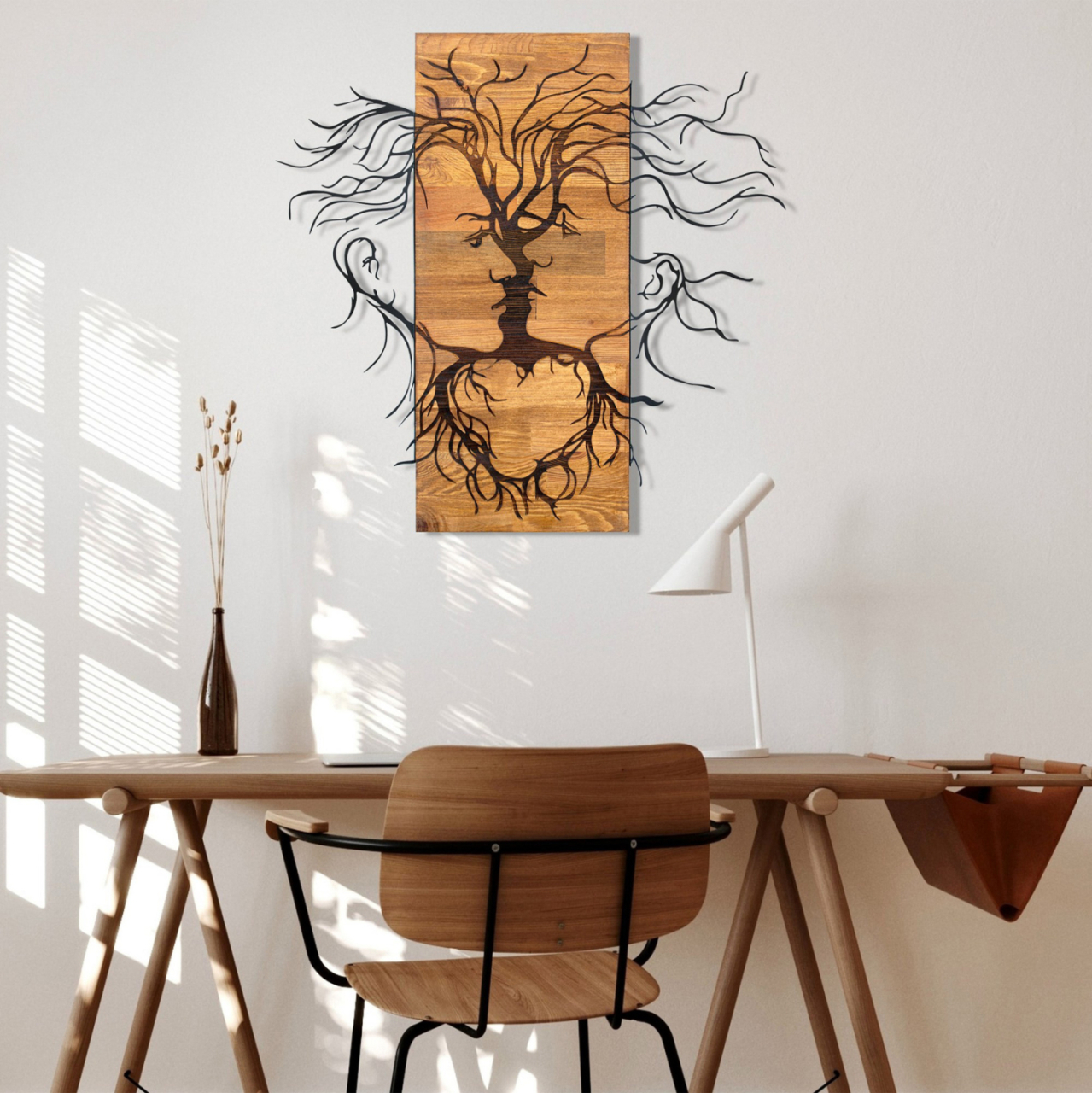 WALL DECORATION FACES HM4807-METAL IN BLACK-WOOD 60x3(thickness)x57.5Hcm. [2]