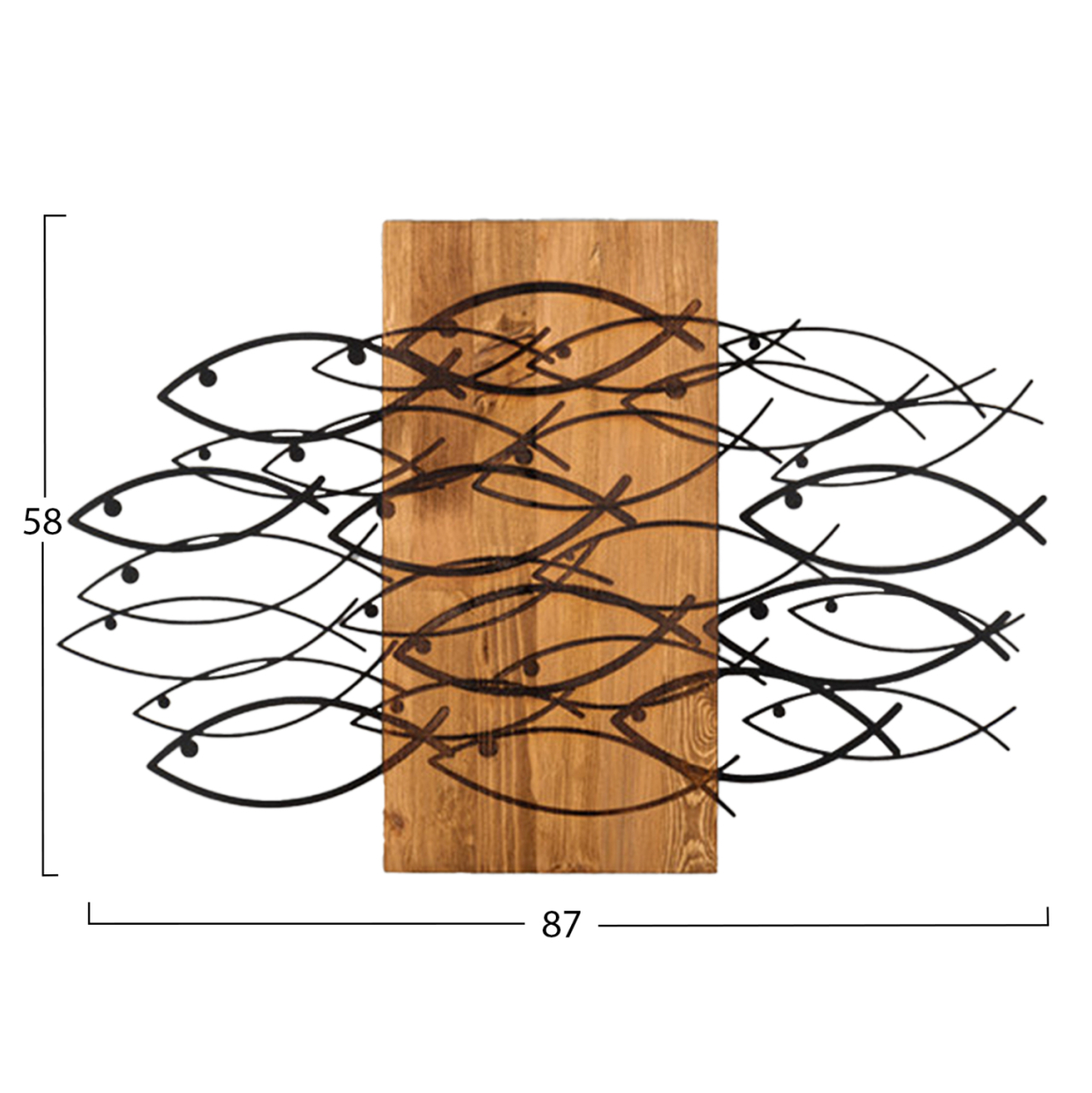 WALL DECORATION FISH HM4811-METAL IN BLACK-WOOD 87x3(thickness)x58Hcm. [3]