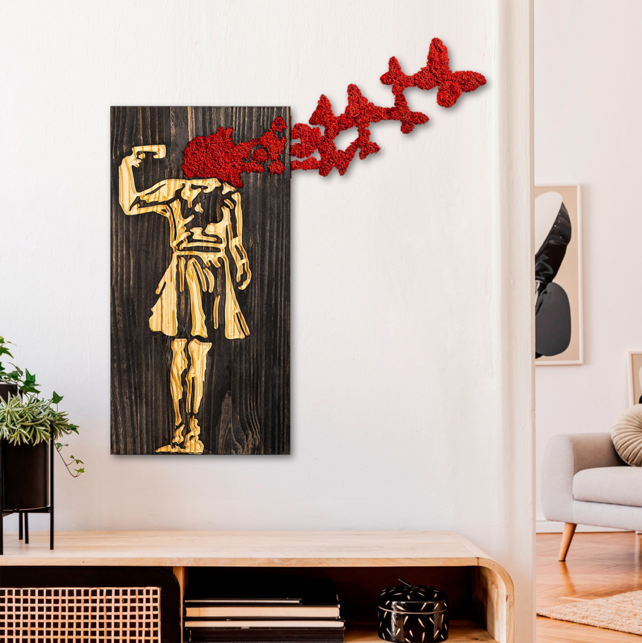 WALL DECORATION GIRL FIGURE HM4755-METAL-WOOD 62x3(thickness)x70Hcm. [2]