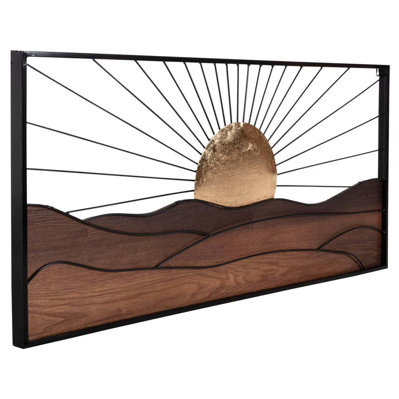 WALL DECORATION HM4219 NATURAL WOOD COLORS-BLACK METAL 117x3x50Hcm. [3]