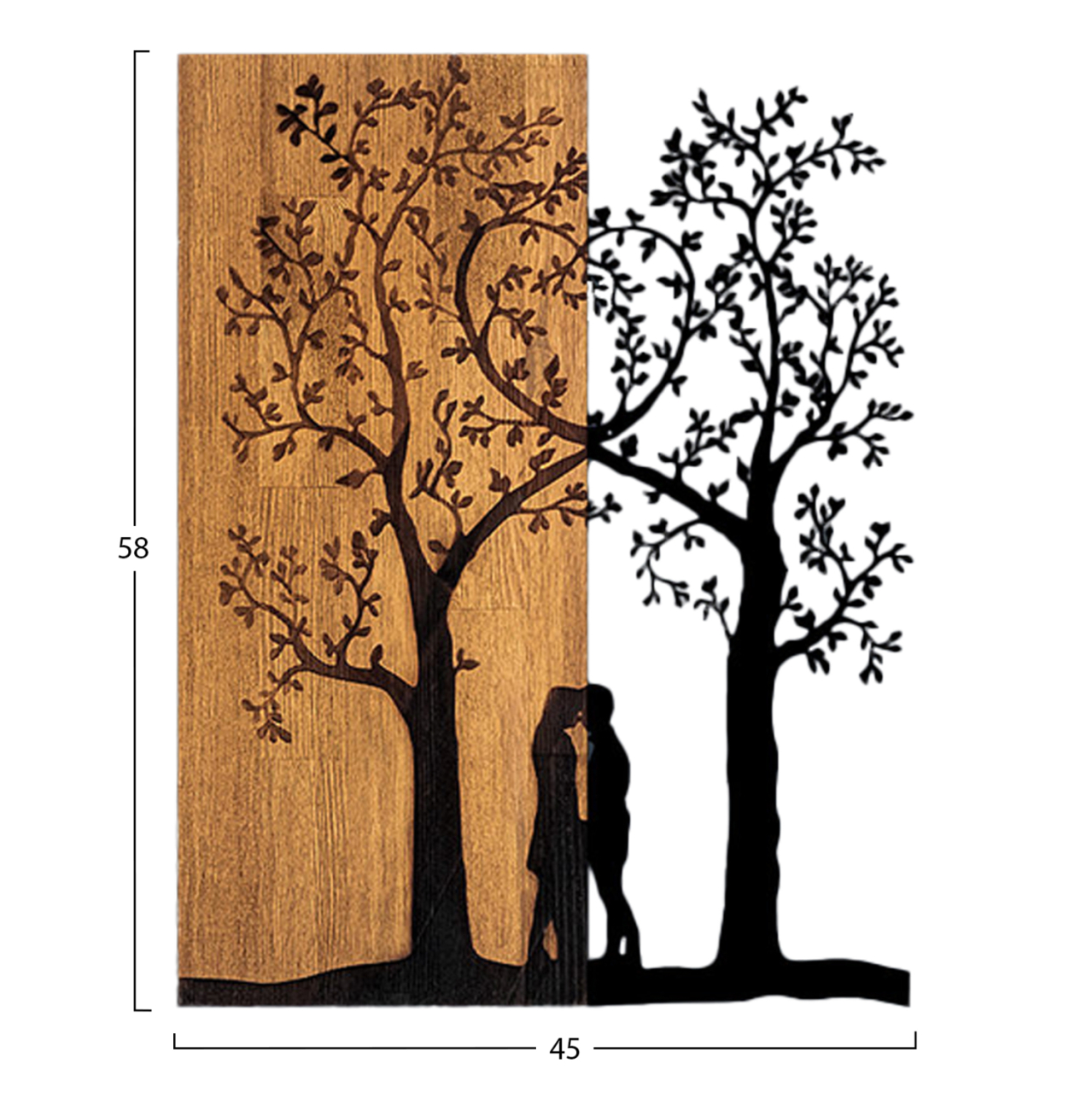 WALL DECORATION HM4753-METAL IN BLACK-WOOD 45x3(thickness)x58Hcm. [3]
